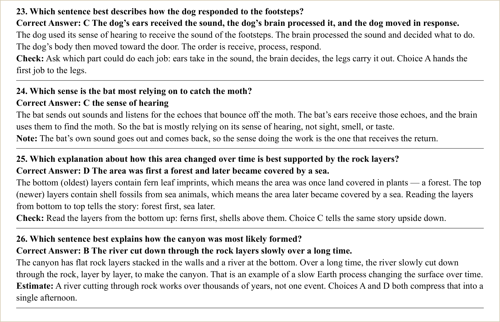 The explanations for those questions