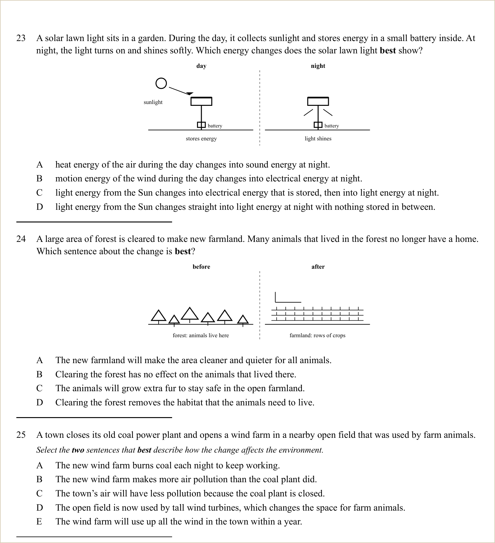 A full question page from a later practice test