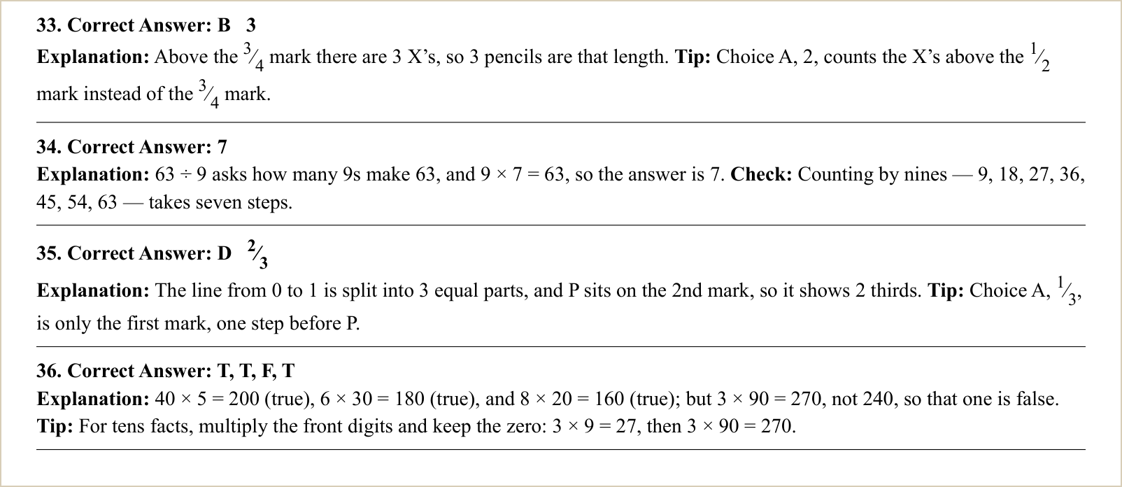 The explanations for those questions