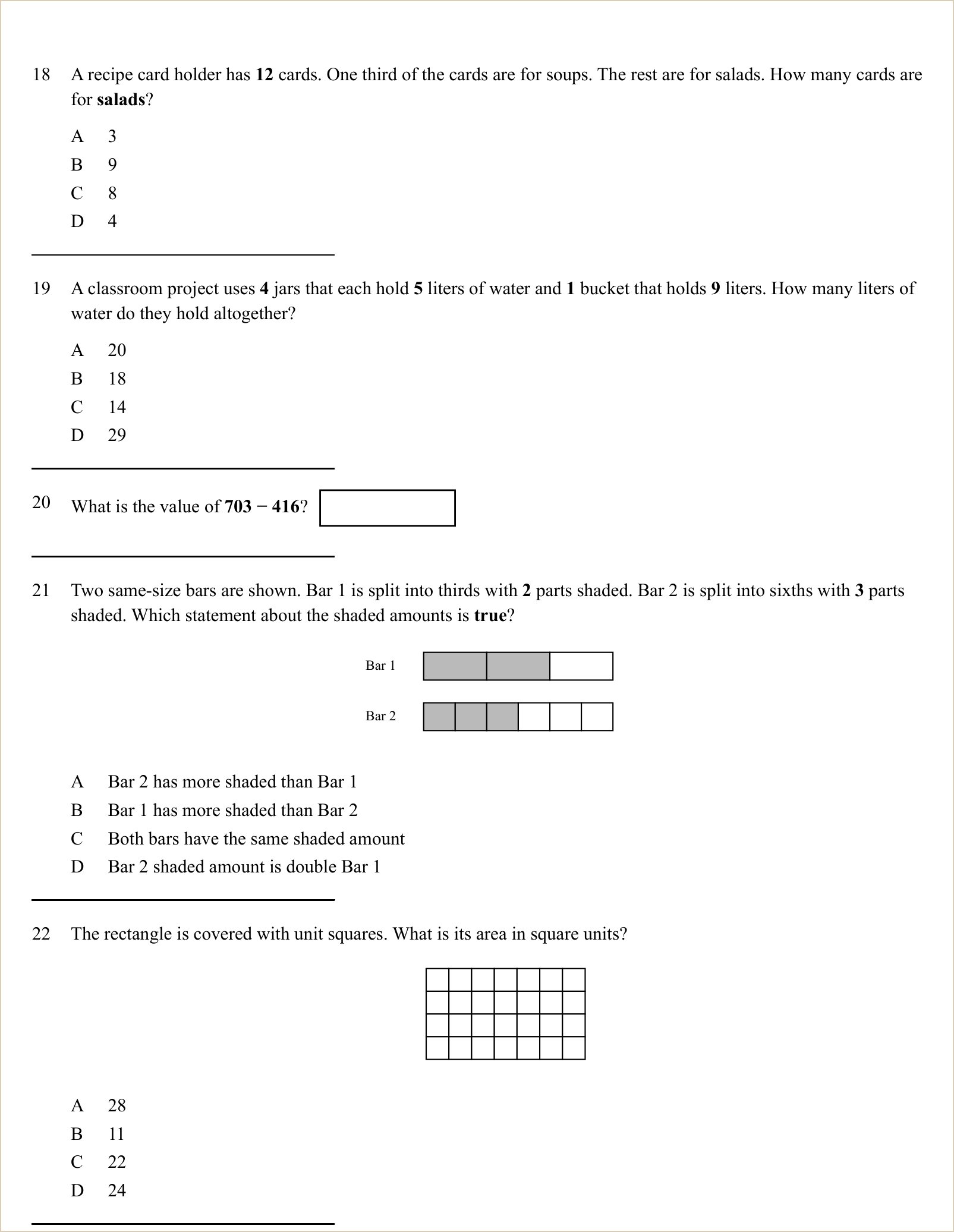 A full question page from a later practice test