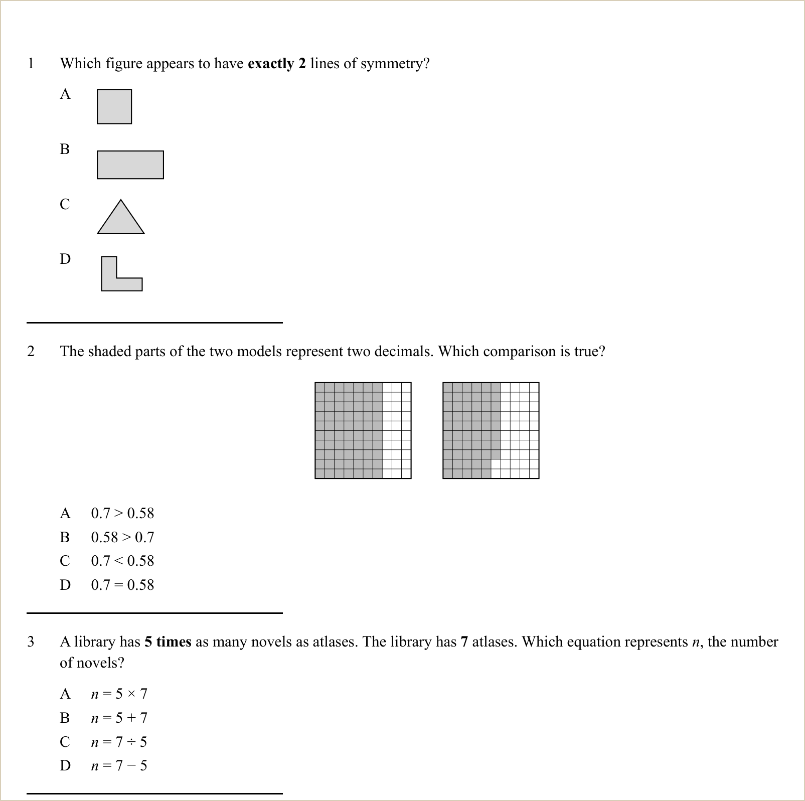 A full question page from Practice Test 1