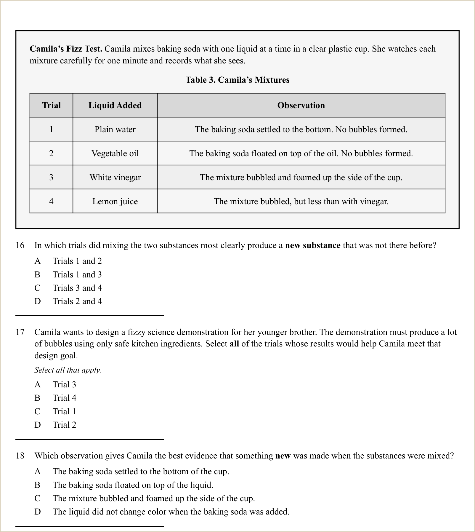 A full question page from Practice Test 1