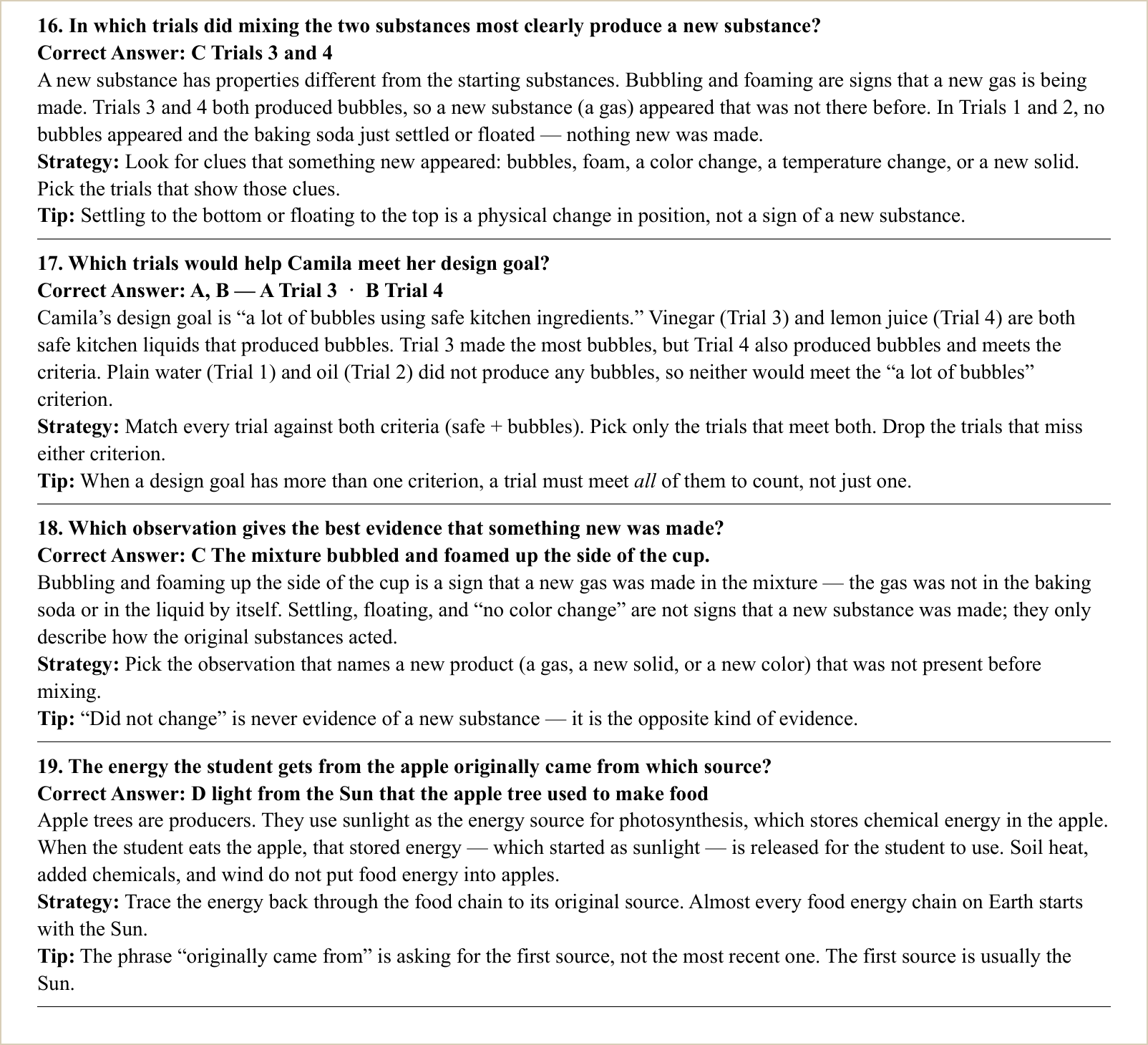 The explanations for those questions