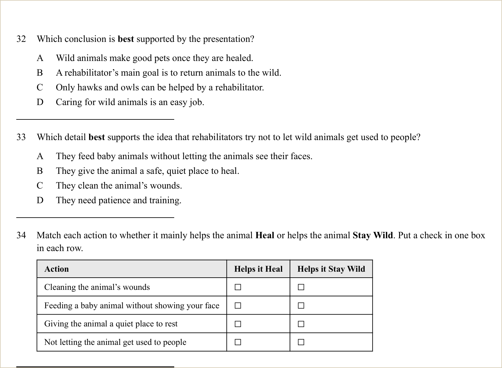 A full question page from Practice Test 1
