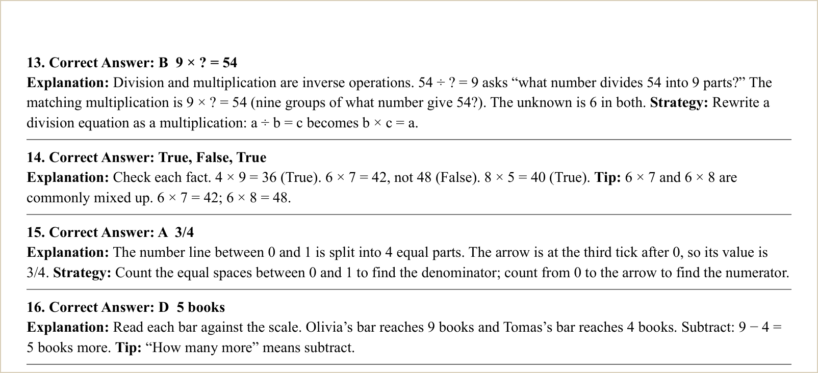 The explanations for those questions