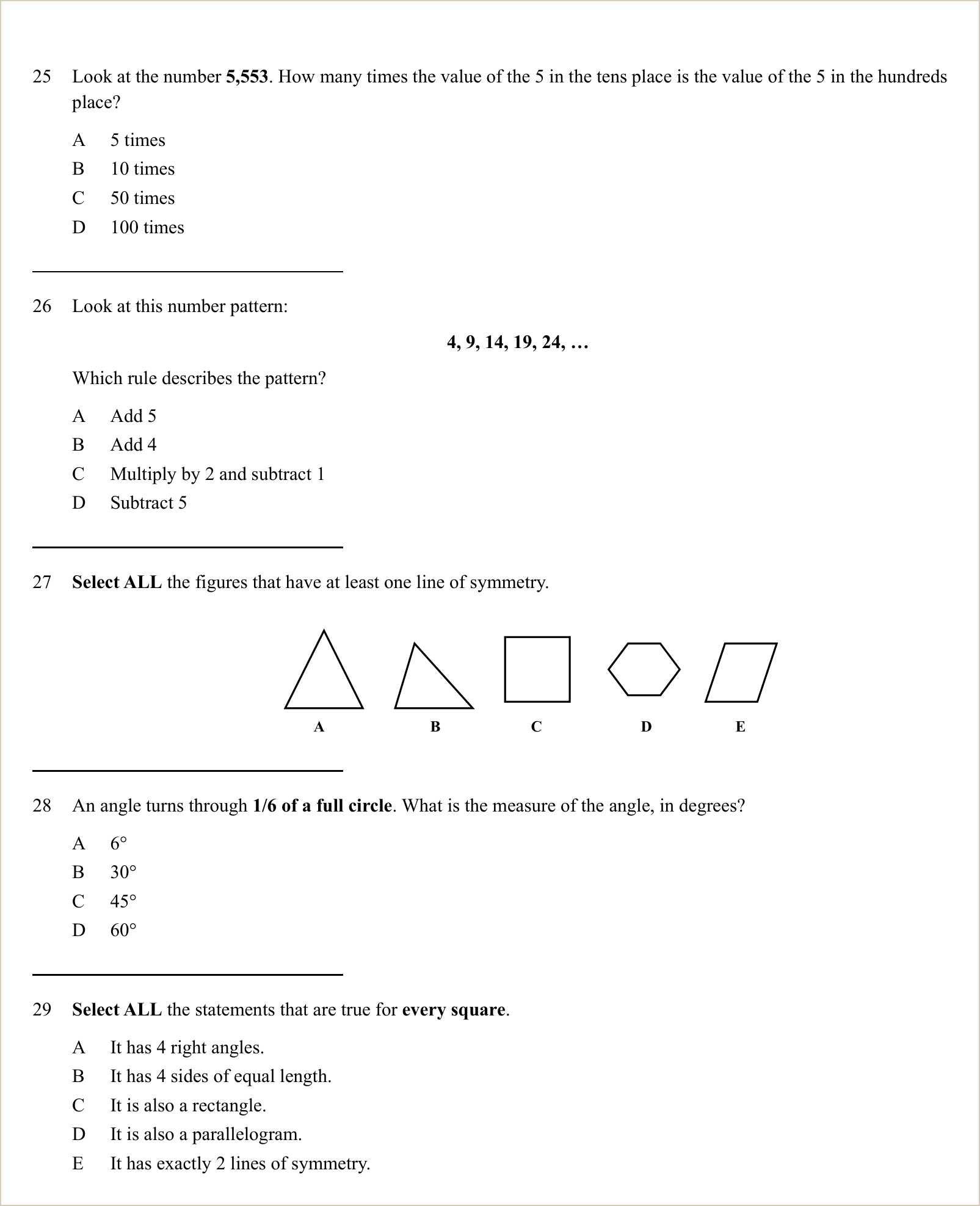 A full question page from Practice Test 1