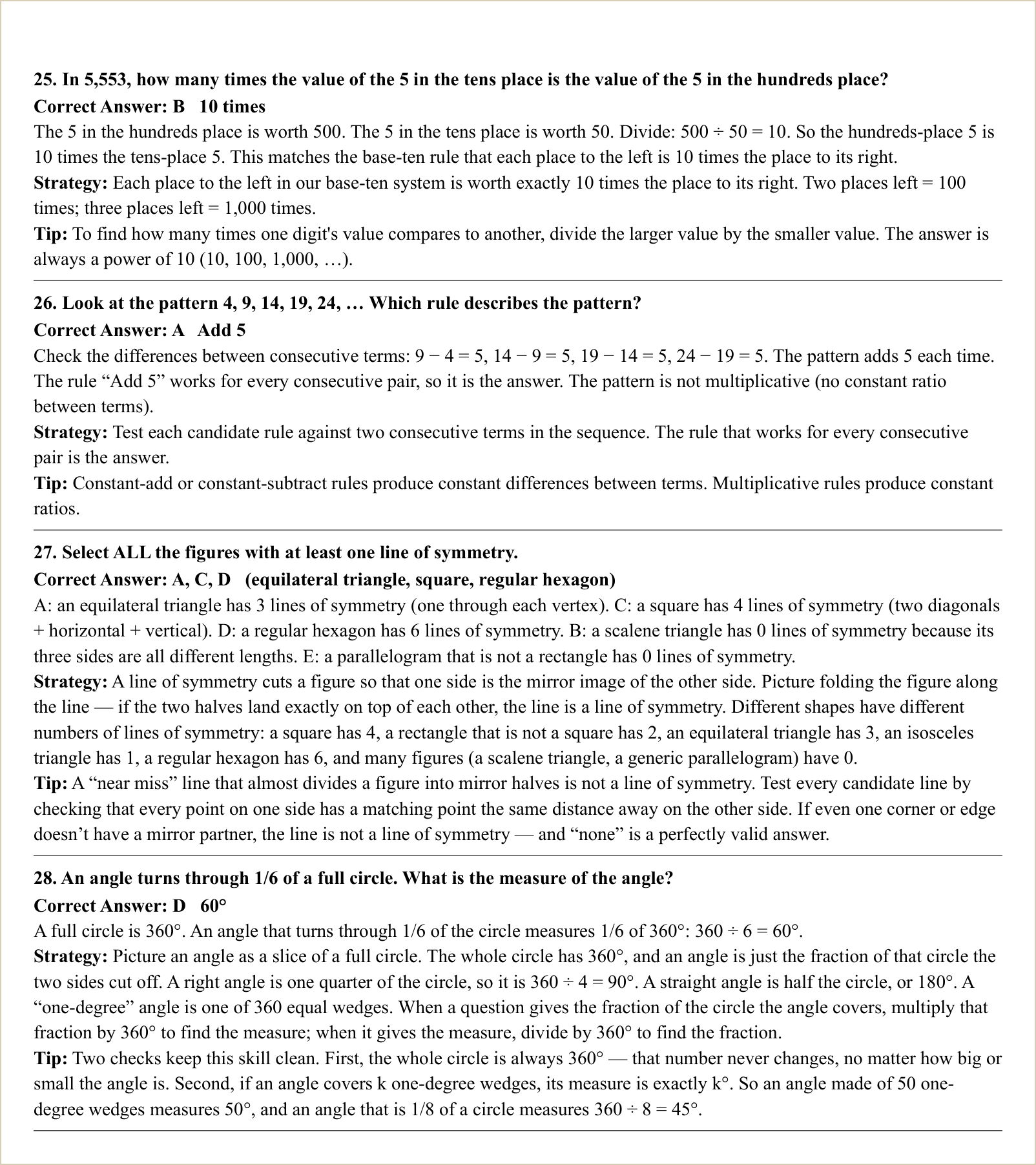 The explanations for those questions