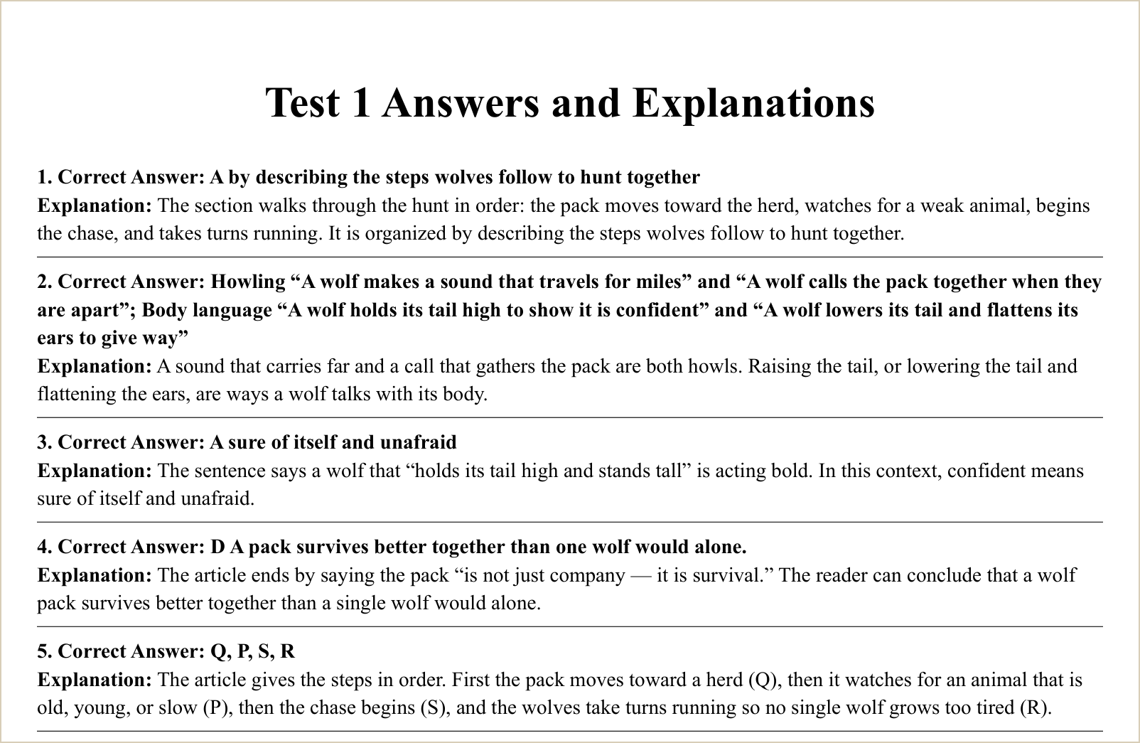 The explanations for those questions