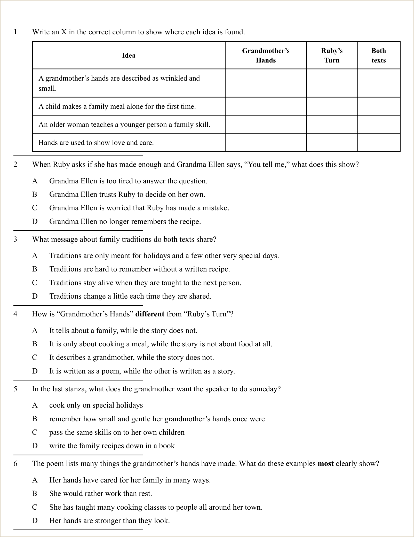 A full question page from a later practice test