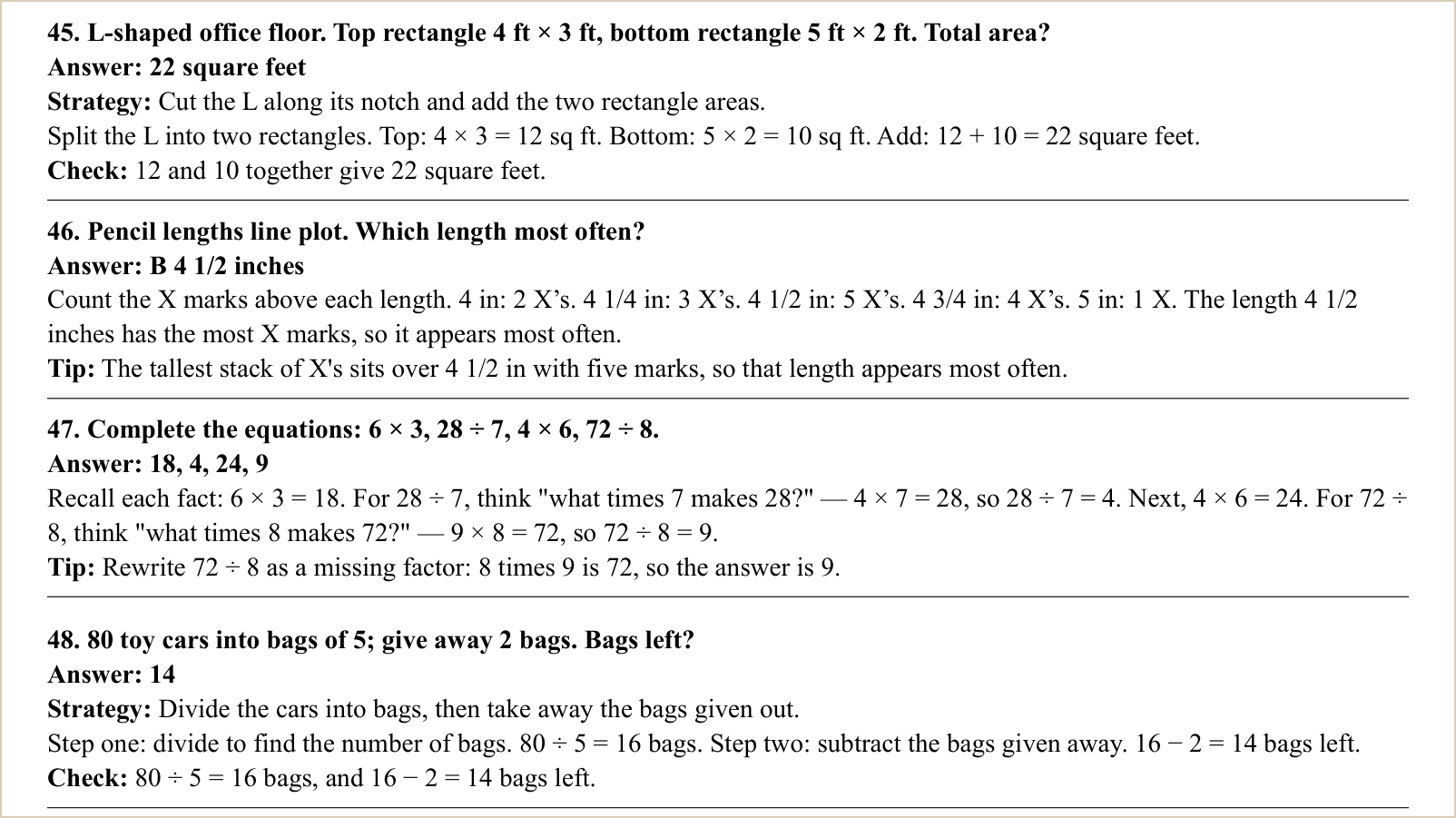 The explanations for those questions