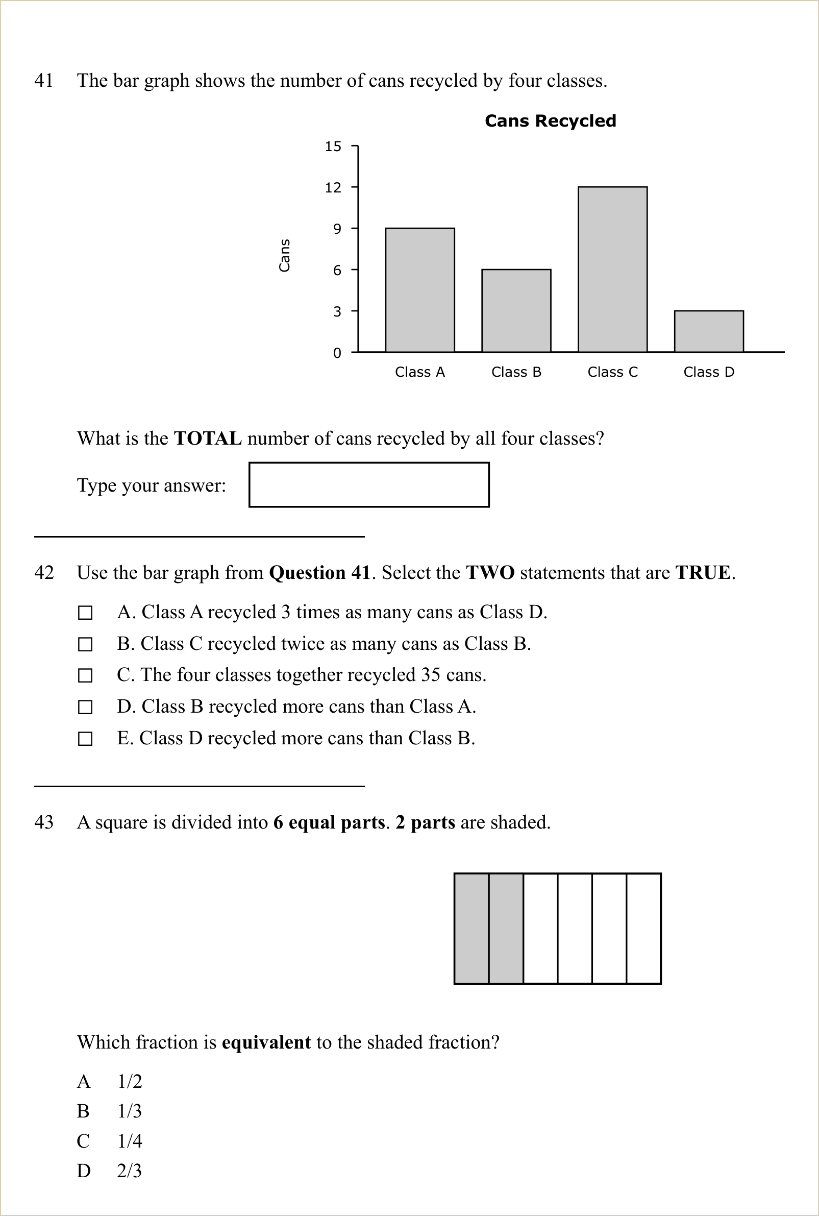 A full question page from a later practice test