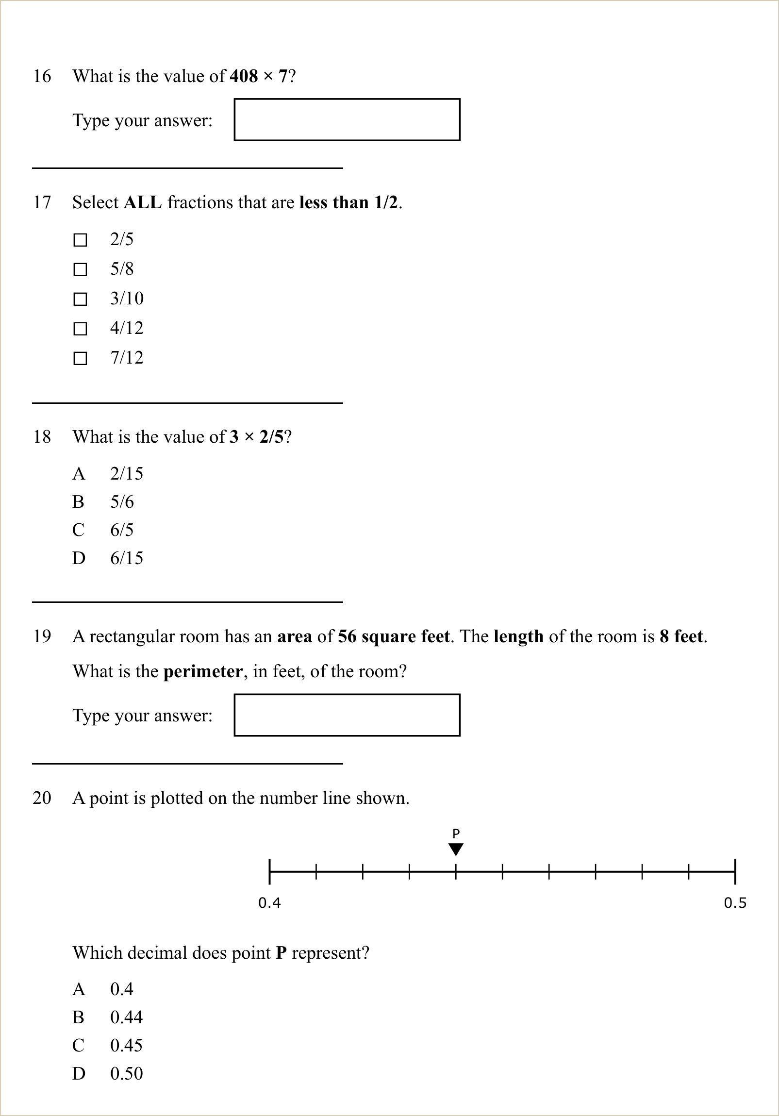 A full question page from Practice Test 1