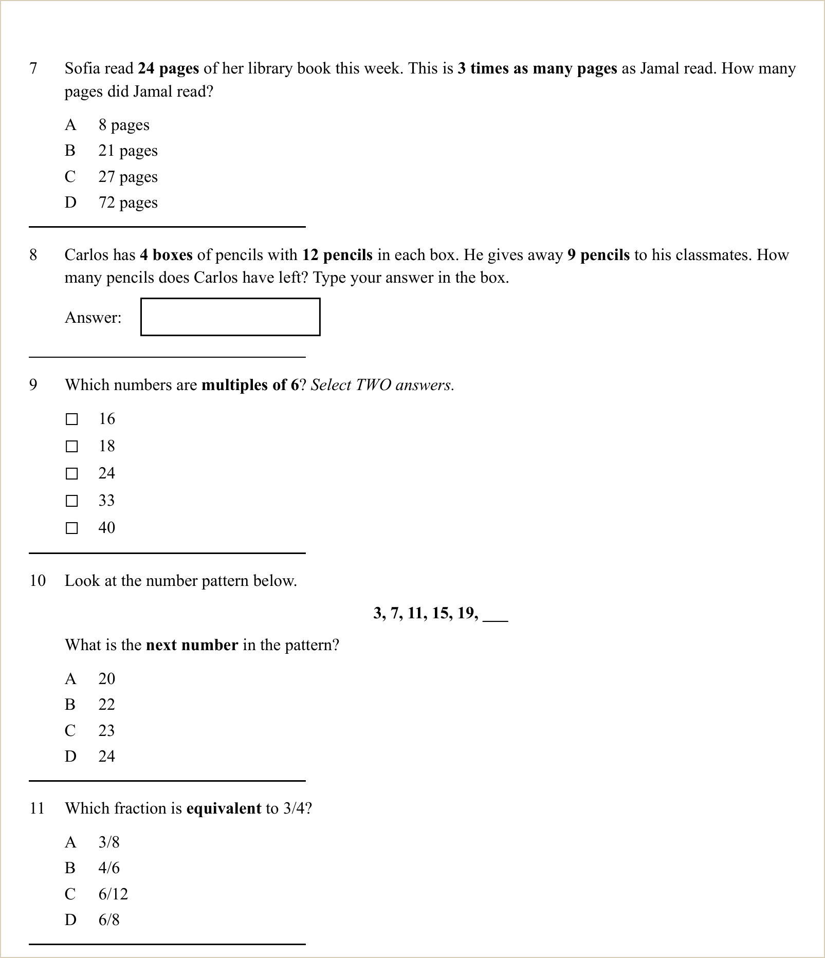 A full question page from Practice Test 1