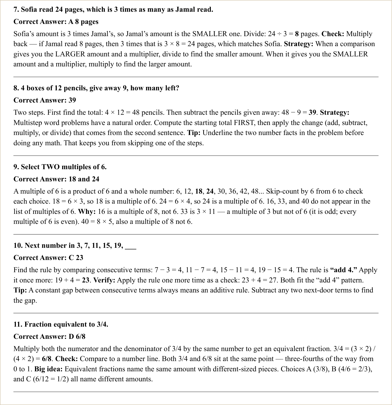 The explanations for those questions