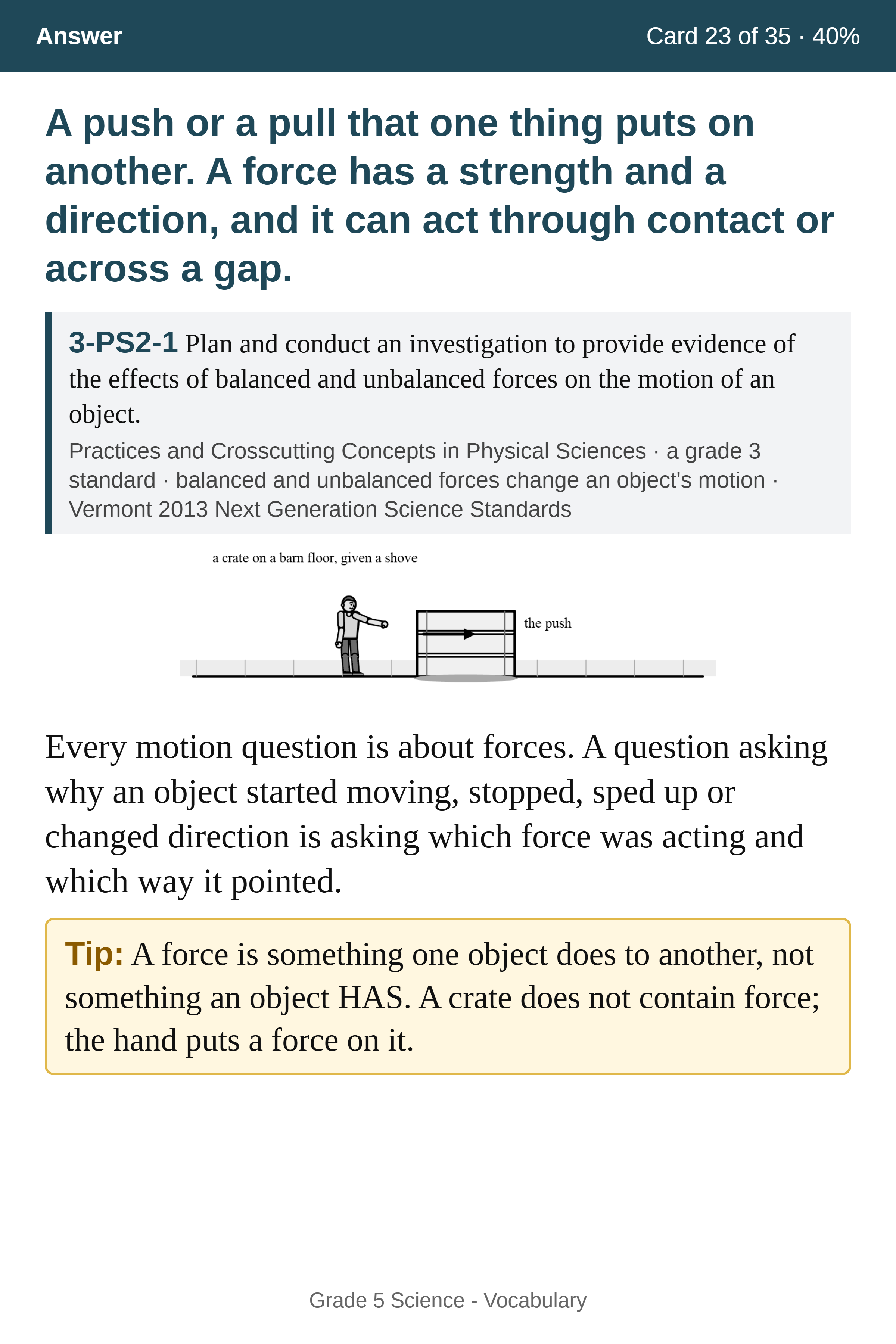 A Vocabulary answer page with a definition, an explanation, and a drawing