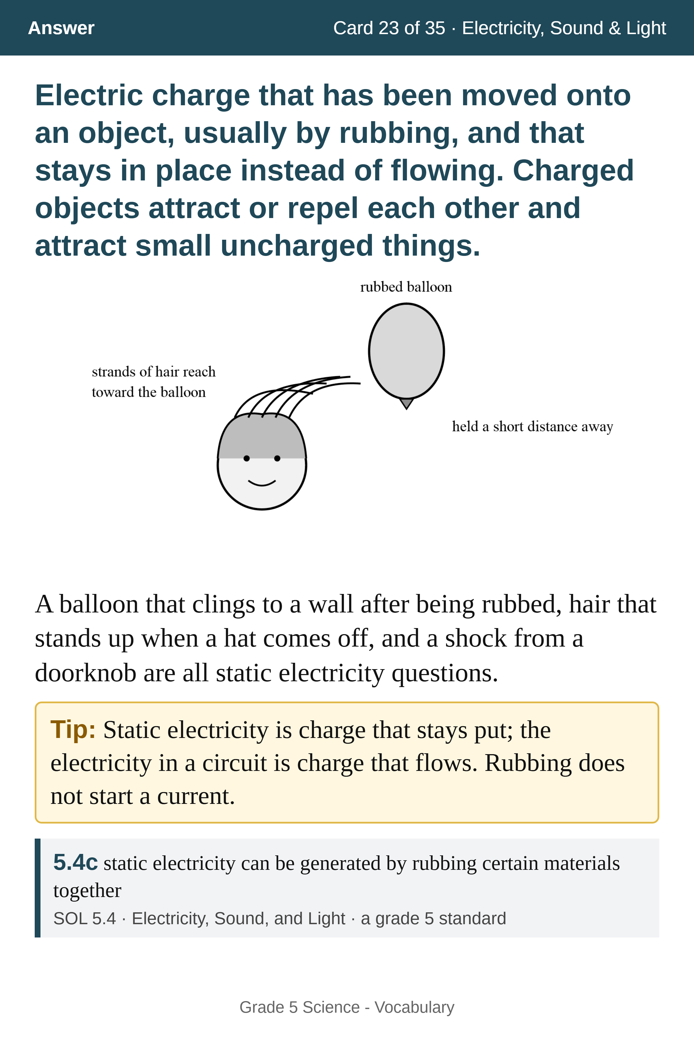 A Vocabulary answer page with a definition, an explanation, and a drawing