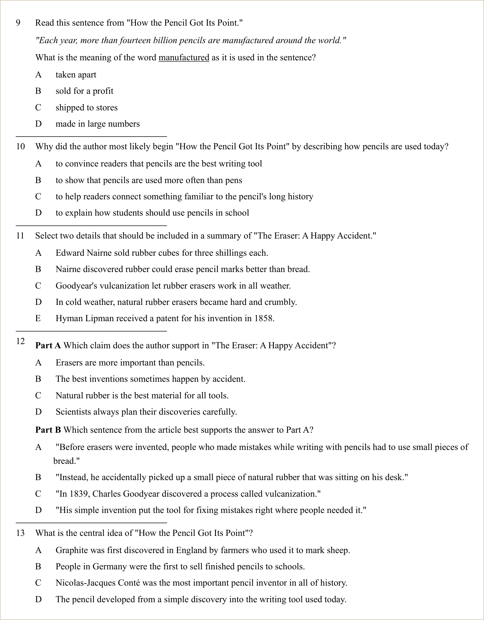 A full question page from Practice Test 1