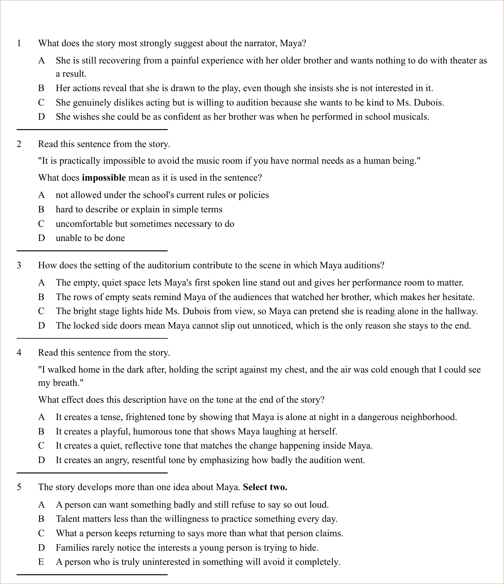 A full question page from Practice Test 1