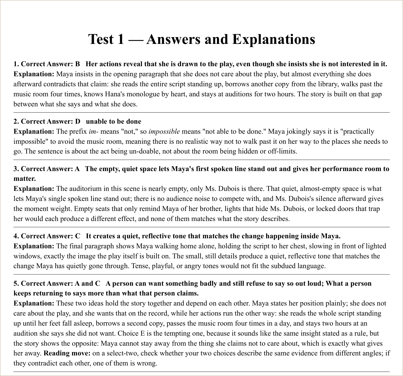 The explanations for those questions
