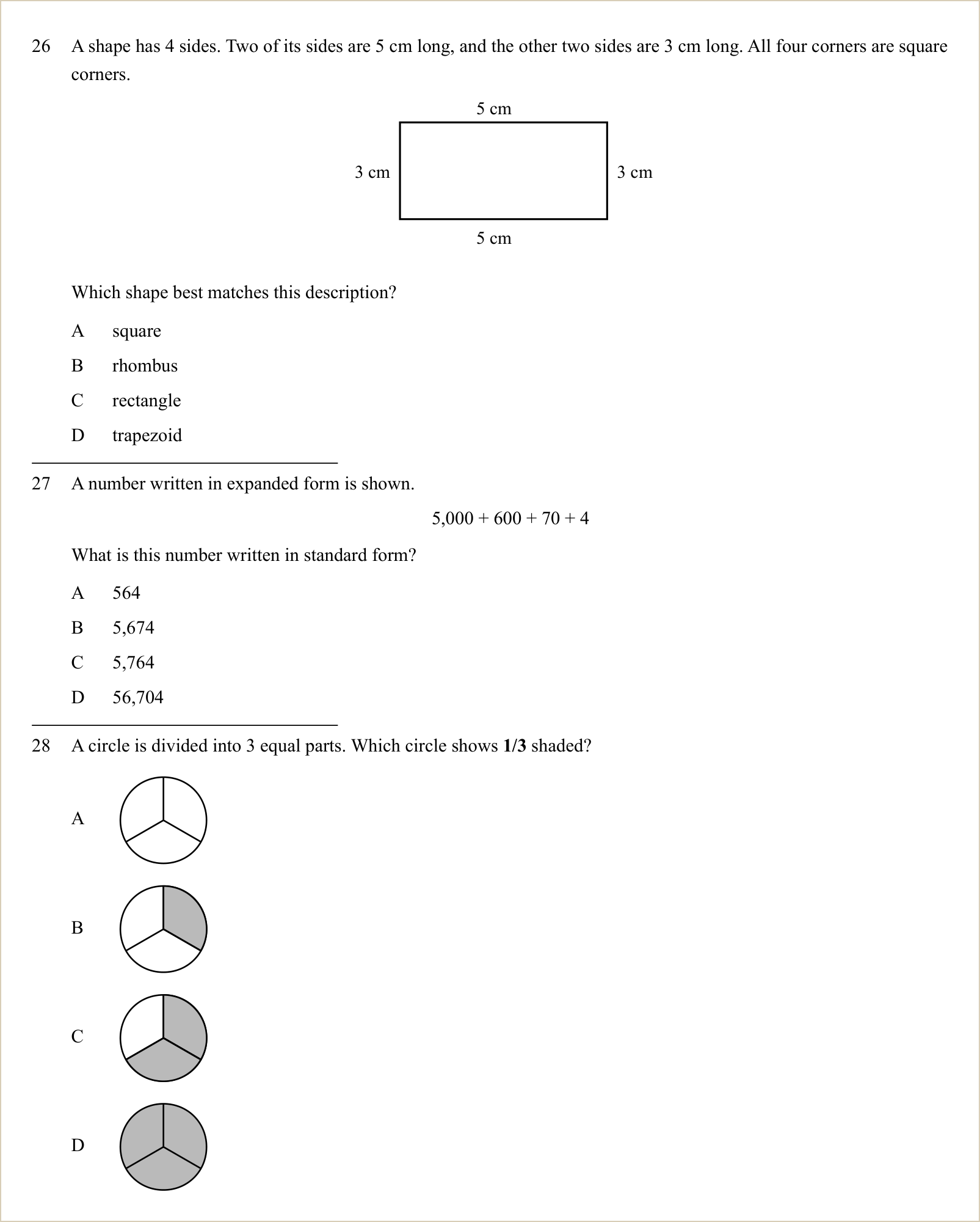 A full question page from Practice Test 1