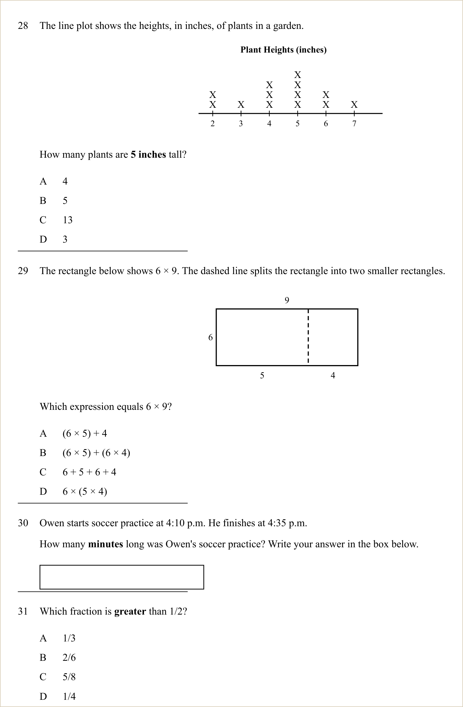 A full question page from a later practice test
