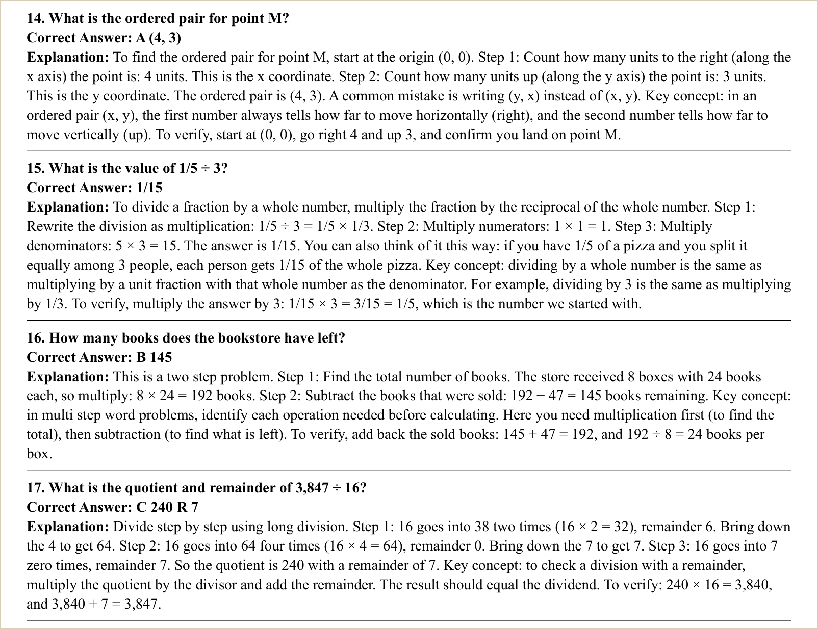 The explanations for those questions
