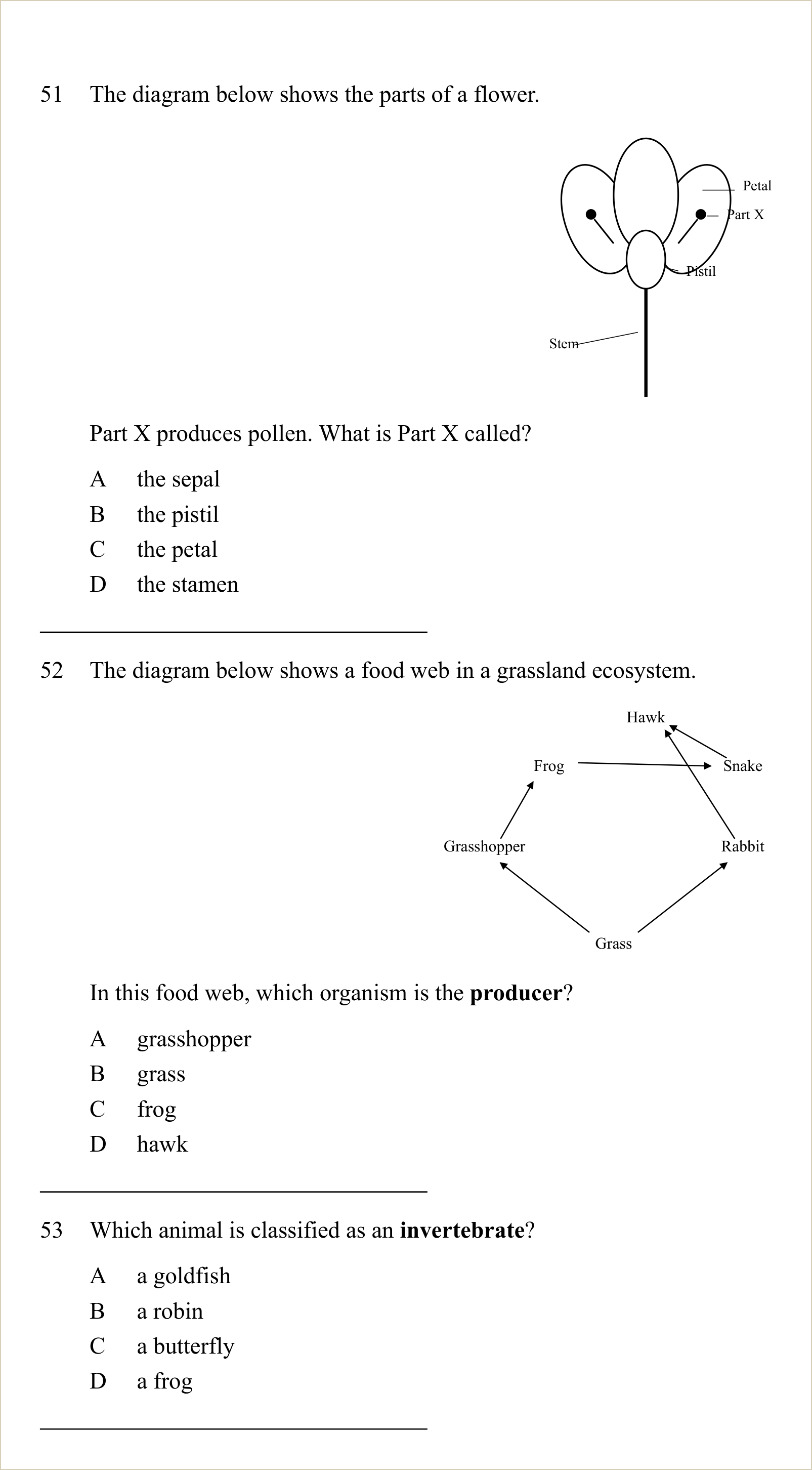 A full question page from Practice Test 1