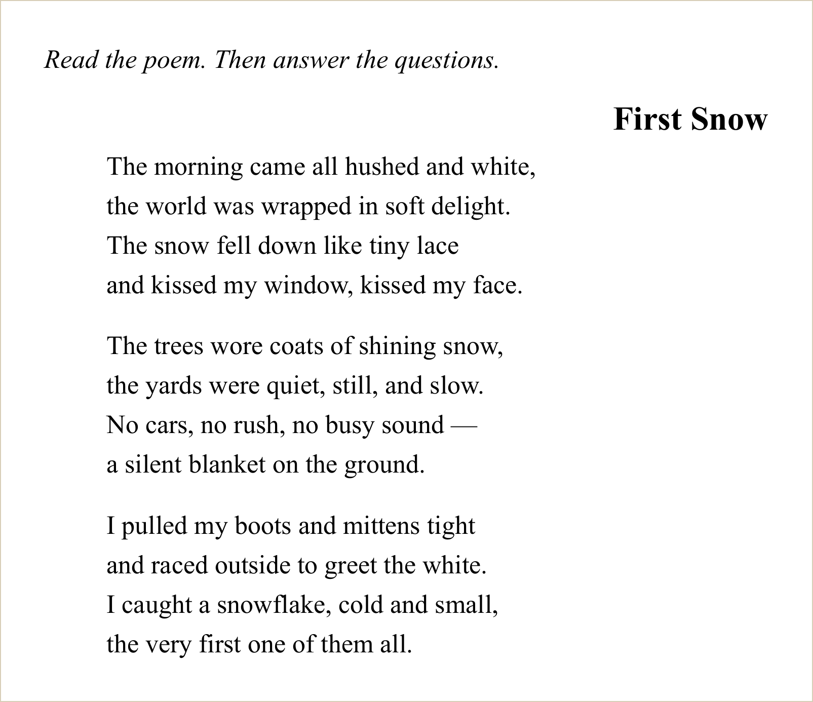 A question and its figure from Georgia Milestones Grade 3 English Practice Tests