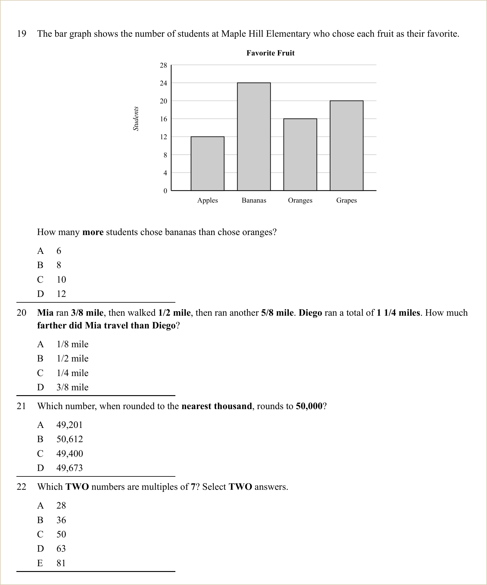 A full question page from Practice Test 1