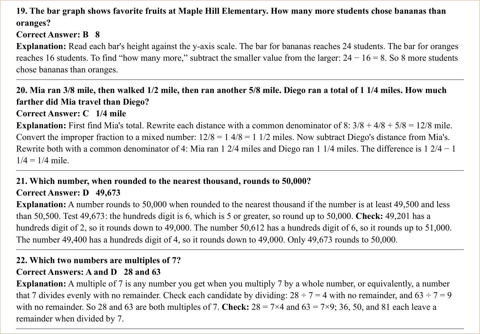 The explanations for those questions