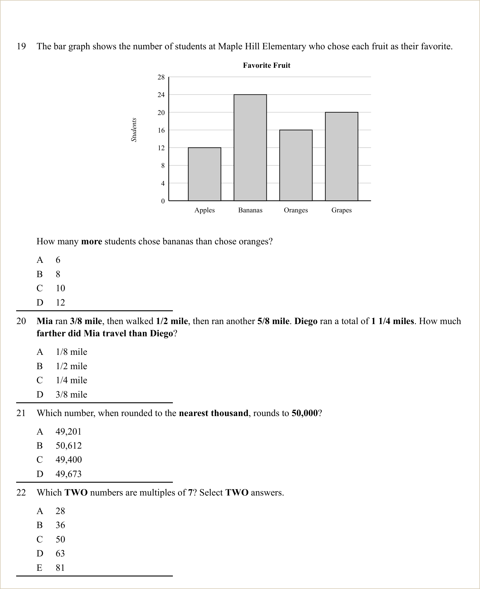 A full question page from Practice Test 1