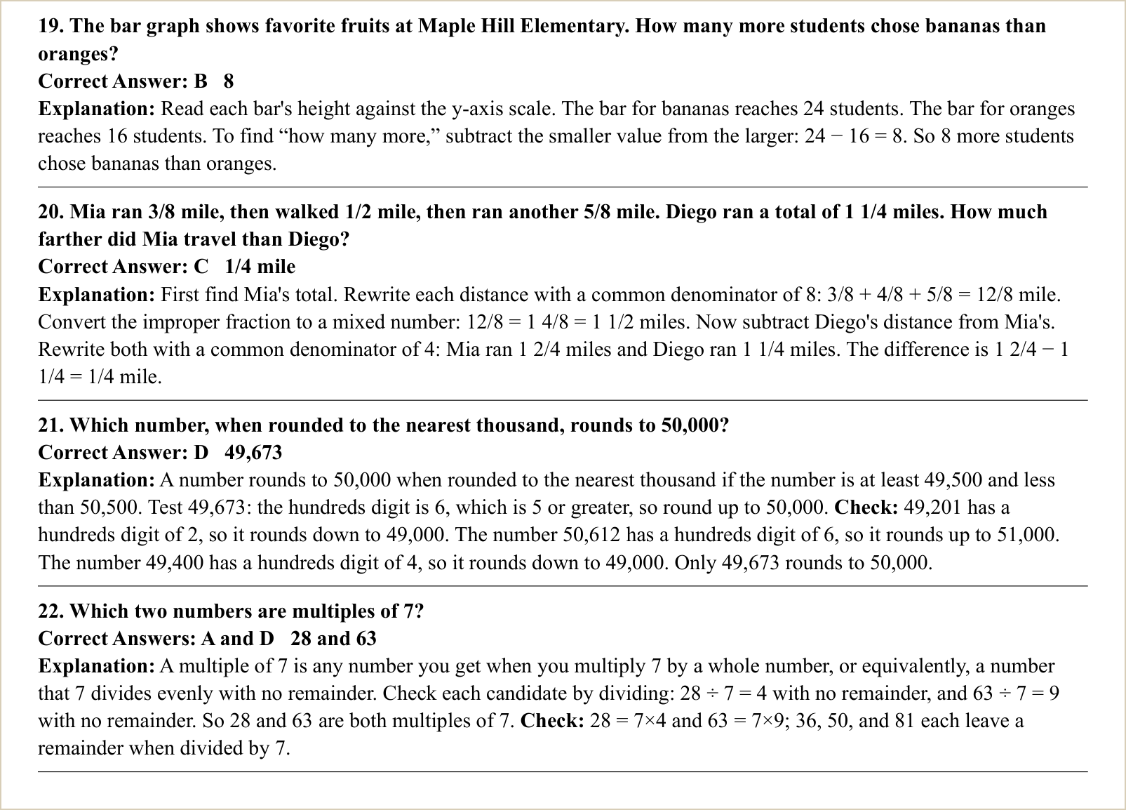 The explanations for those questions