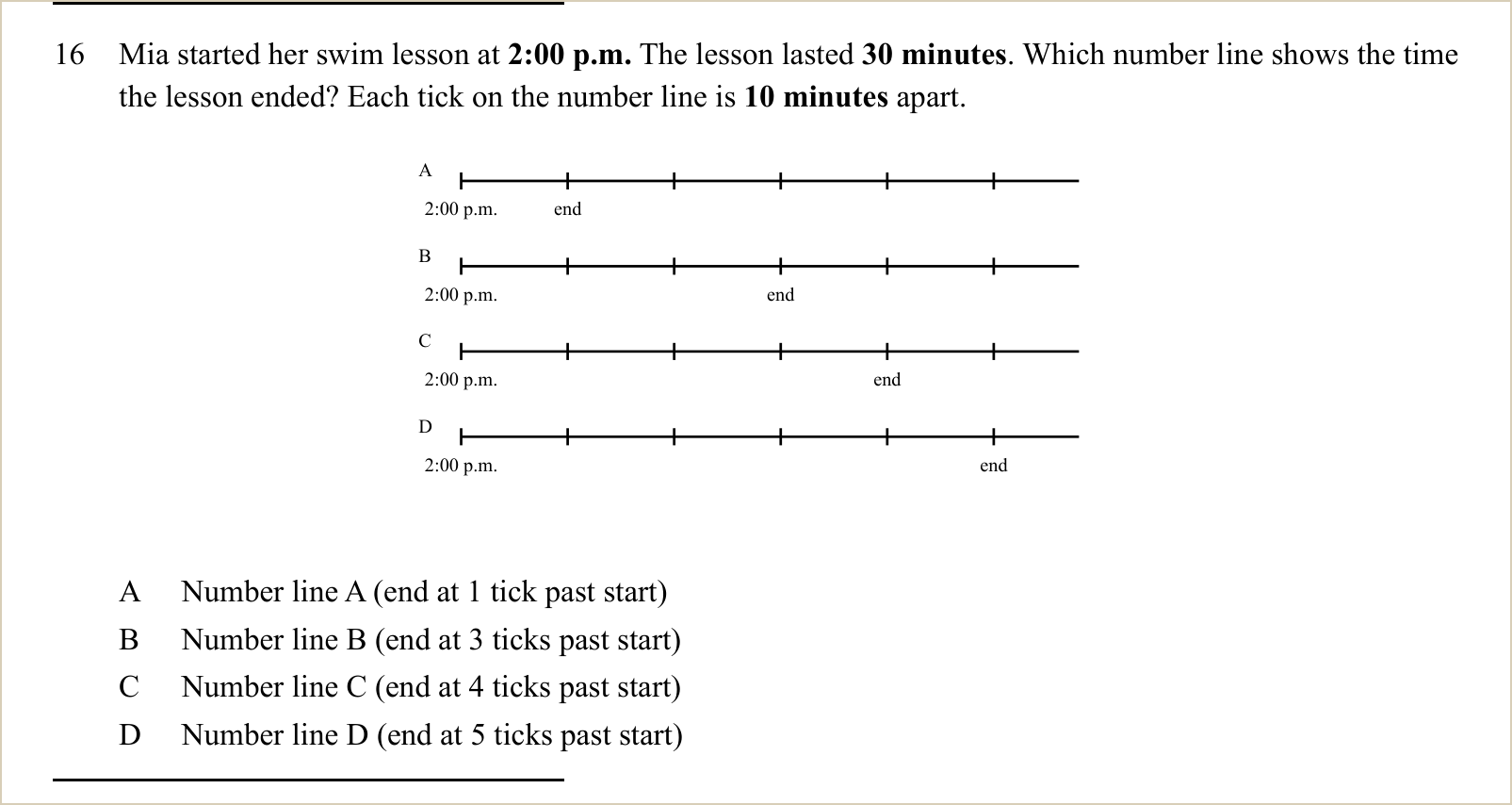A question and its figure from Hawaii Smarter Balanced Grade 3 Math Practice Tests