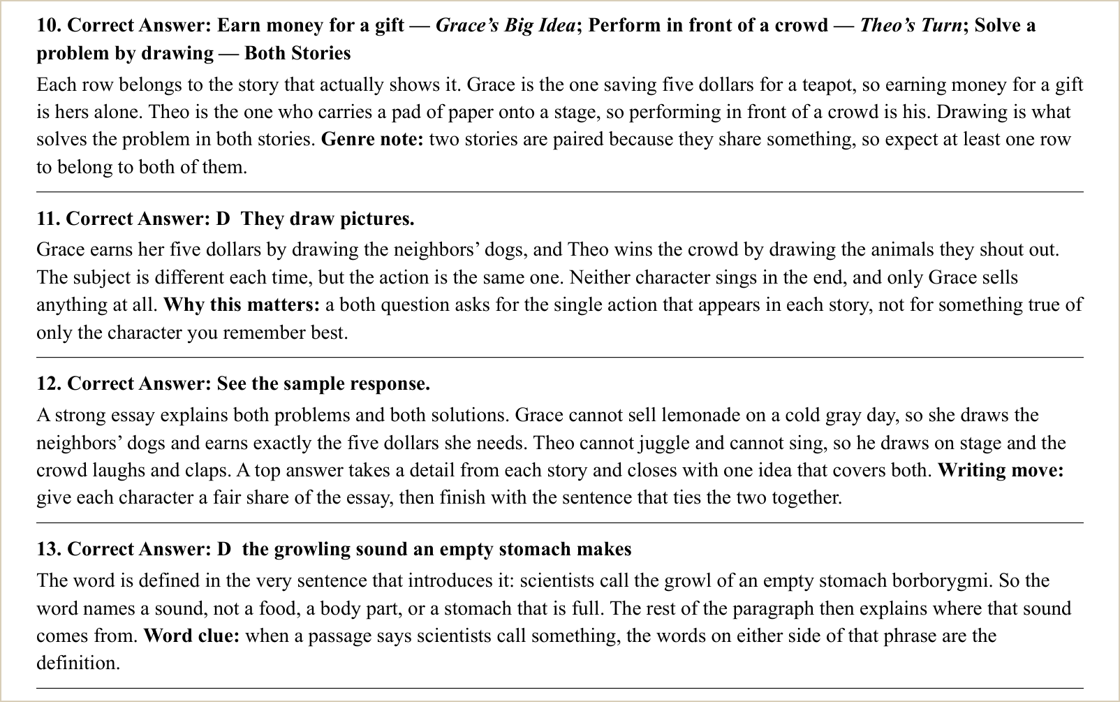 The explanations for those questions