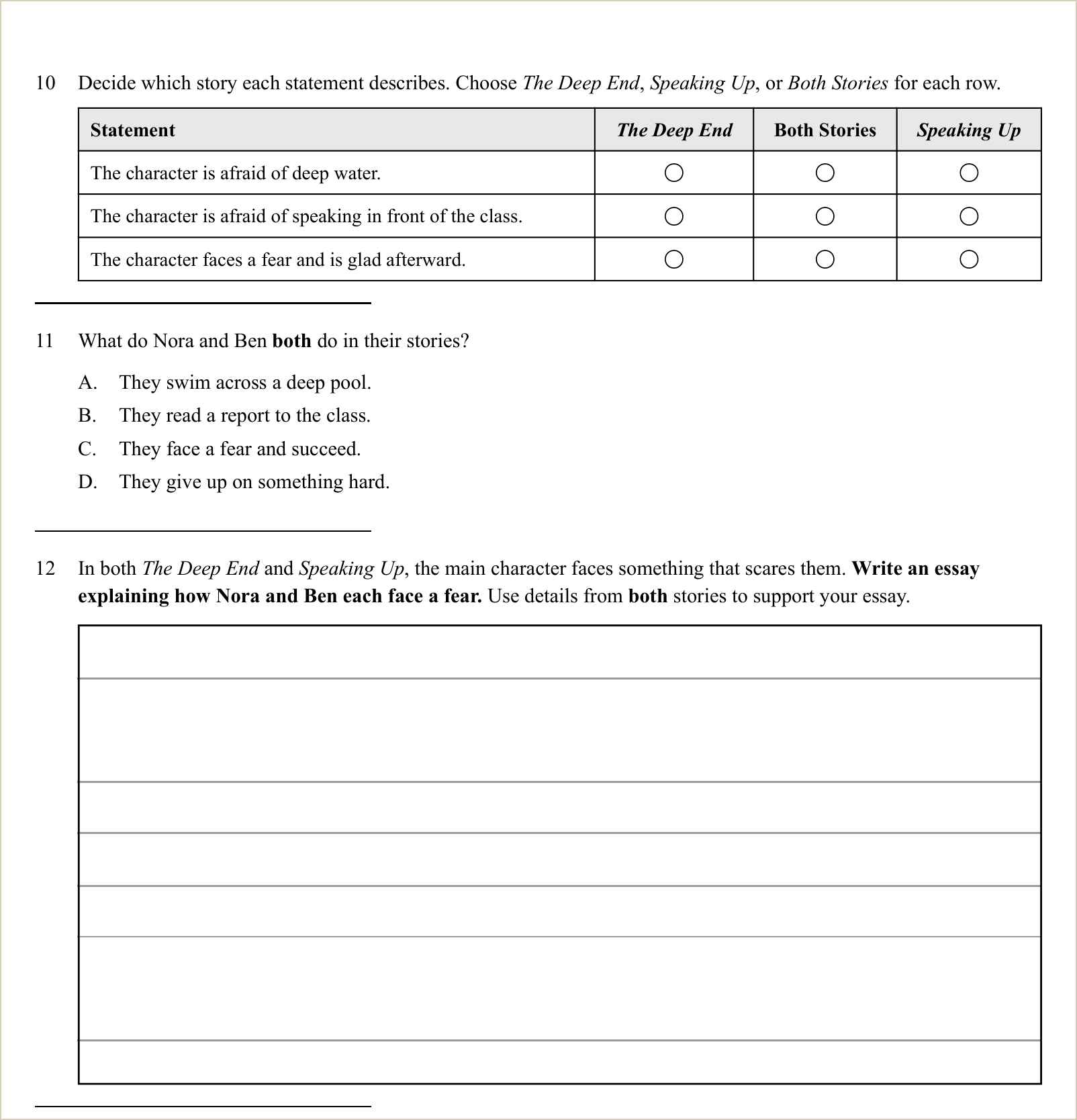 A full question page from a later practice test