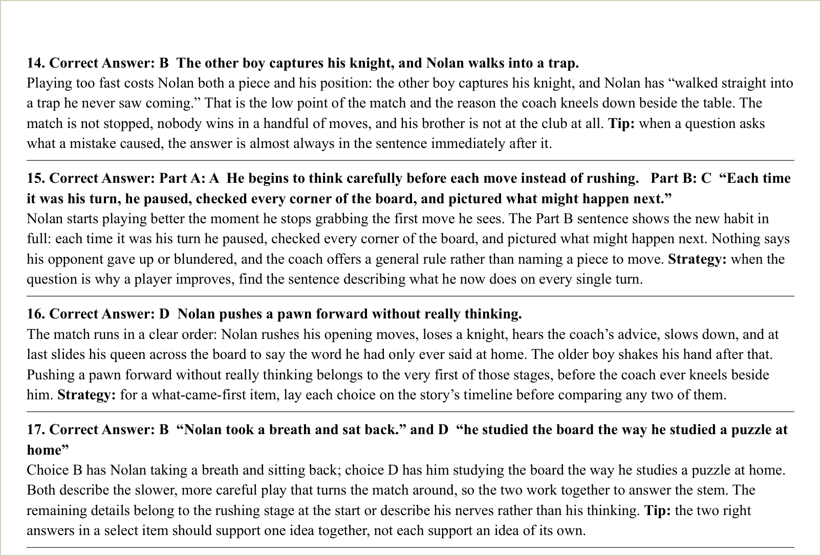 The explanations for those questions