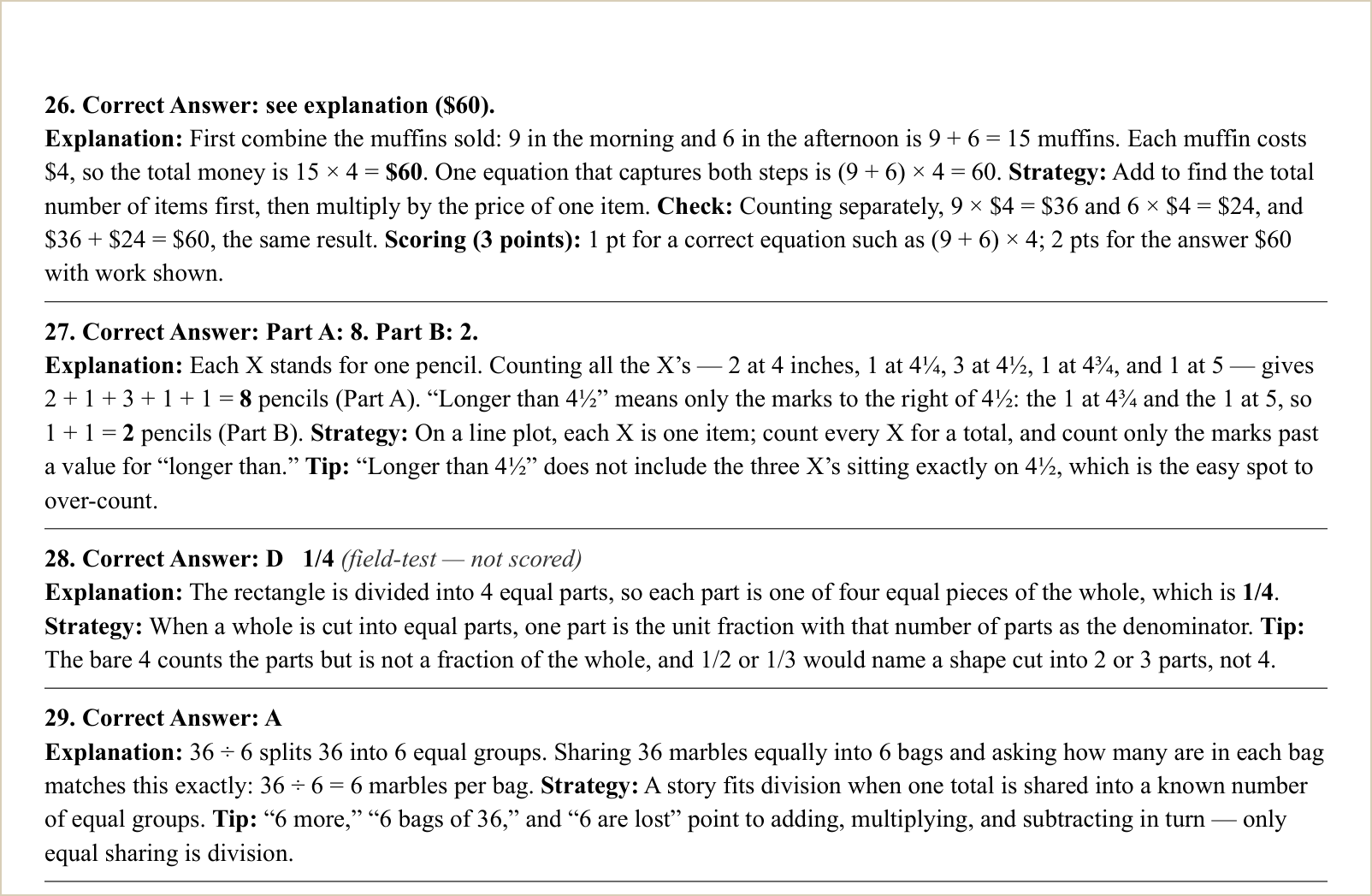 The explanations for those questions