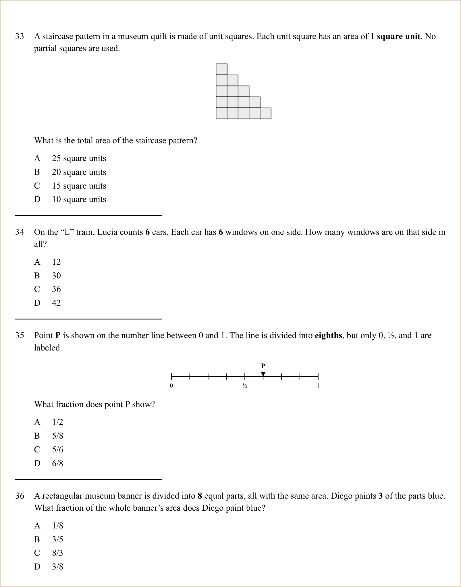 A full question page from a later practice test