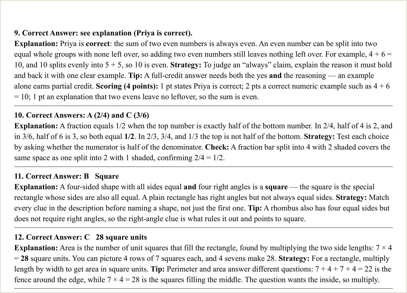 The explanations for those questions