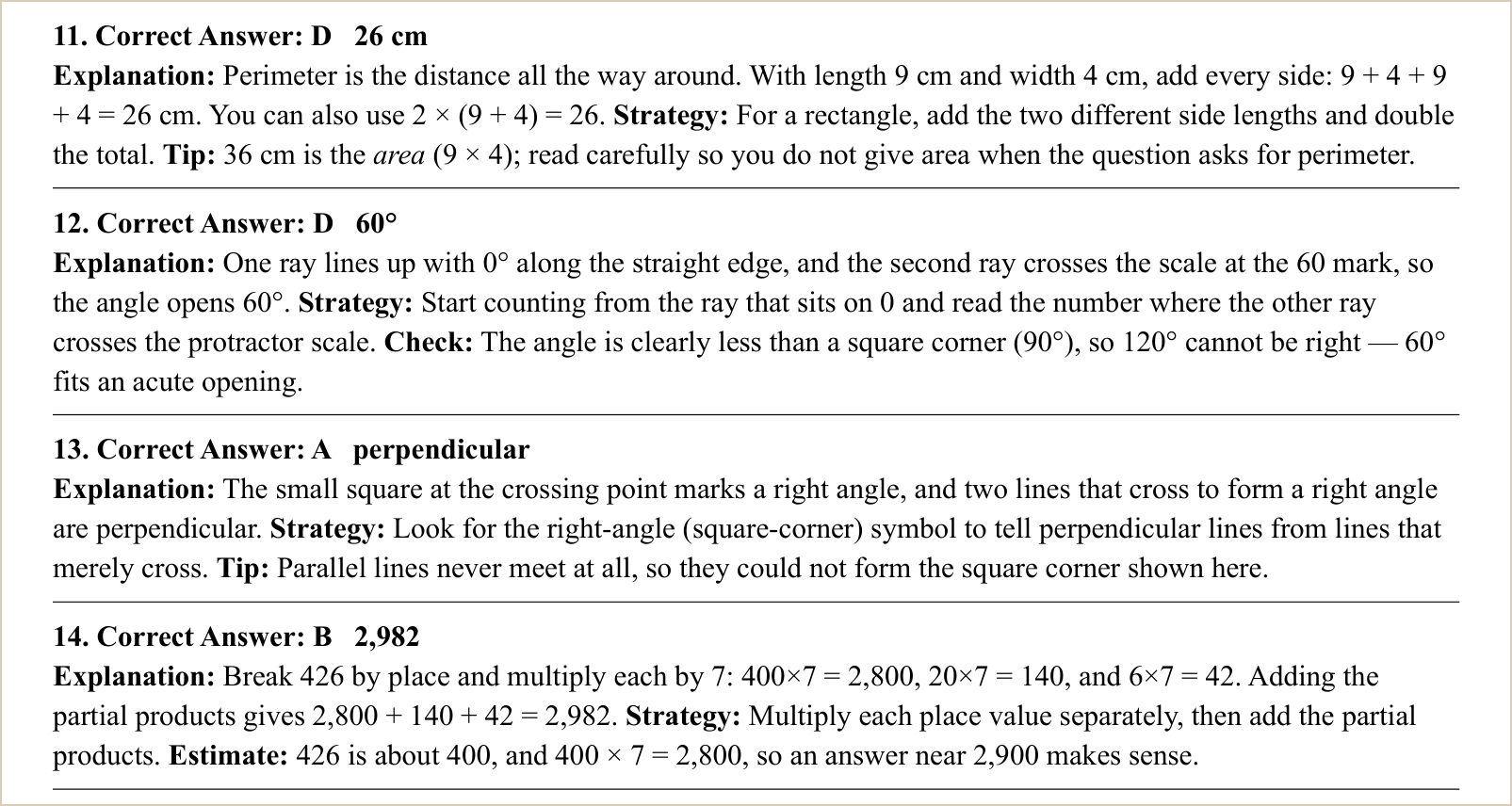 The explanations for those questions