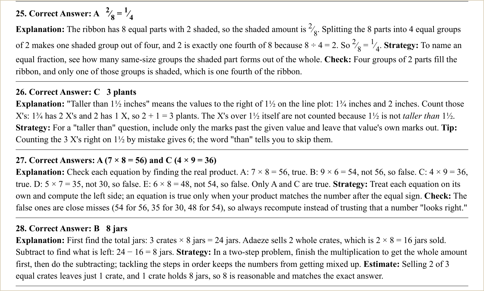 The explanations for those questions