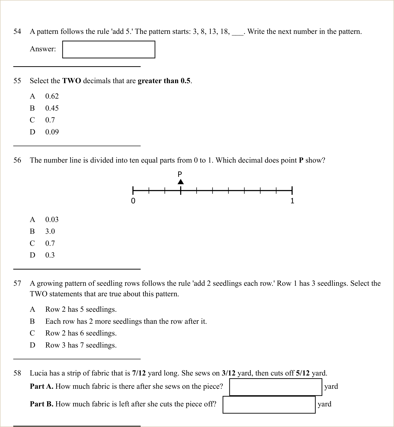 A full question page from Practice Test 1