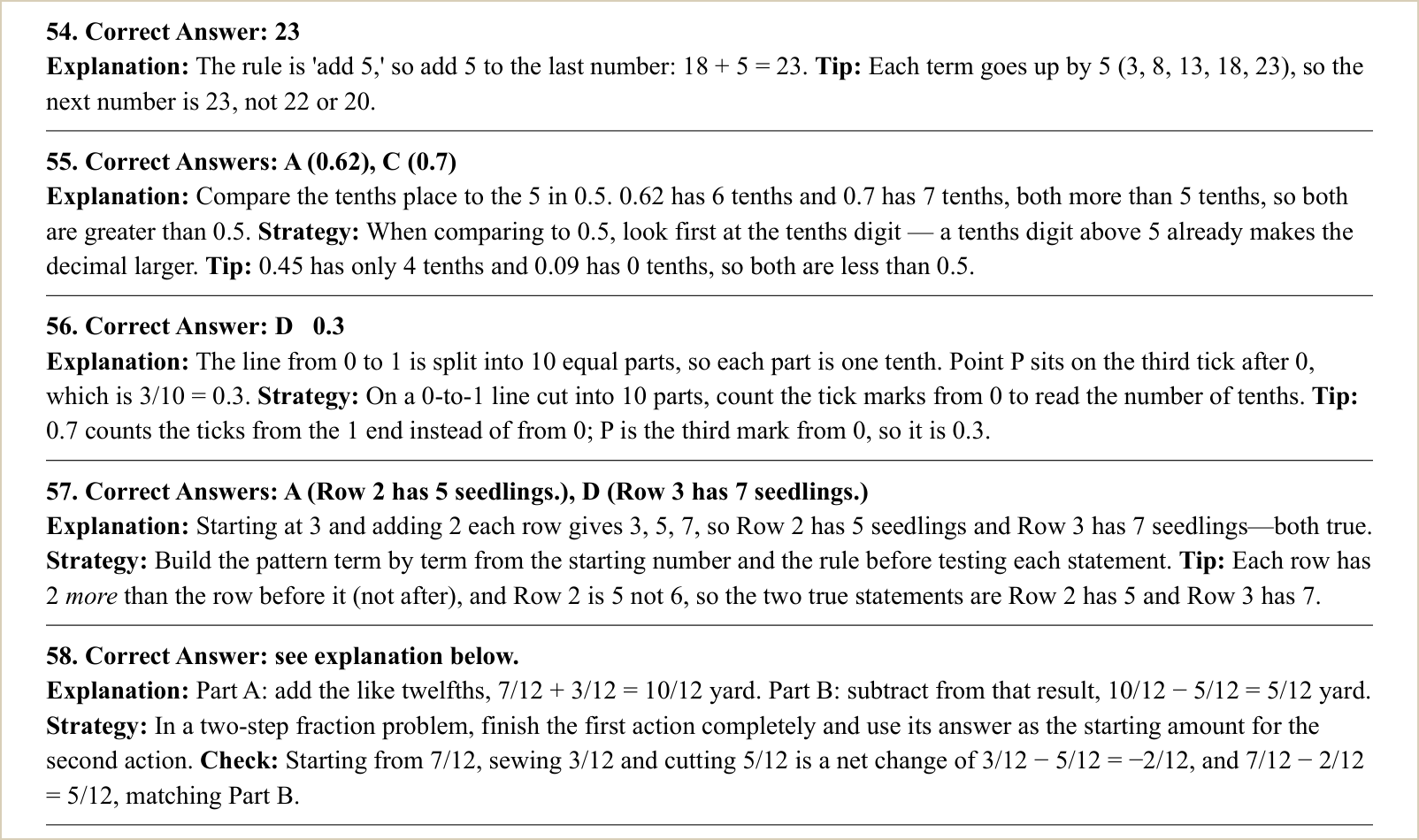 The explanations for those questions