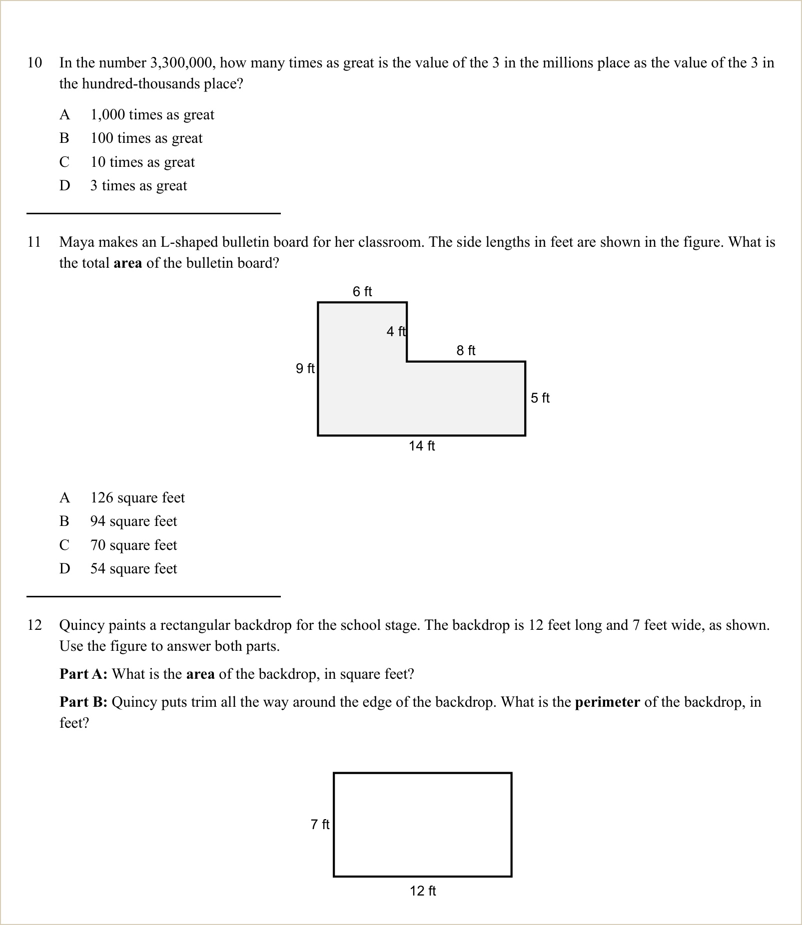 A full question page from a later practice test