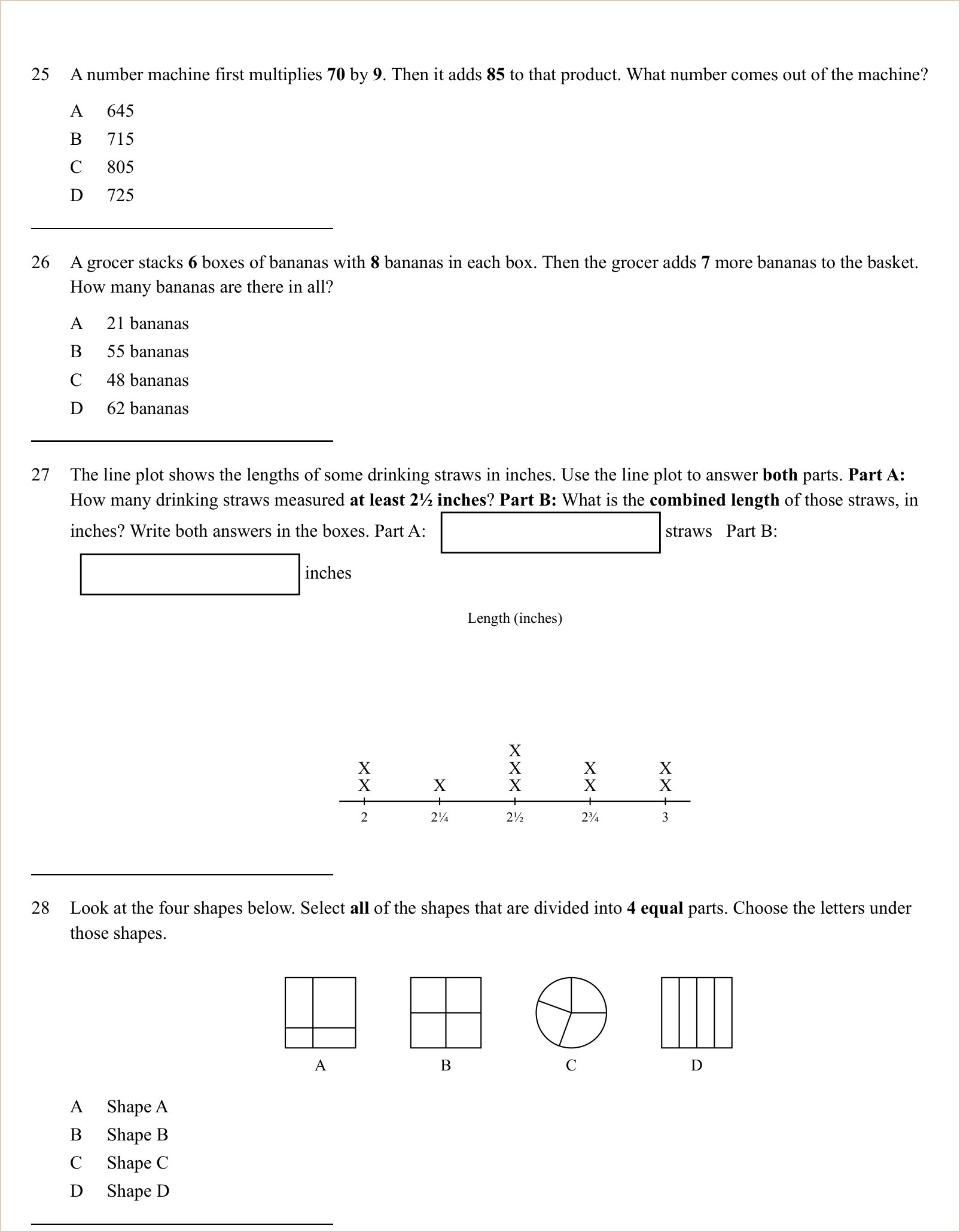 A full question page from a later practice test
