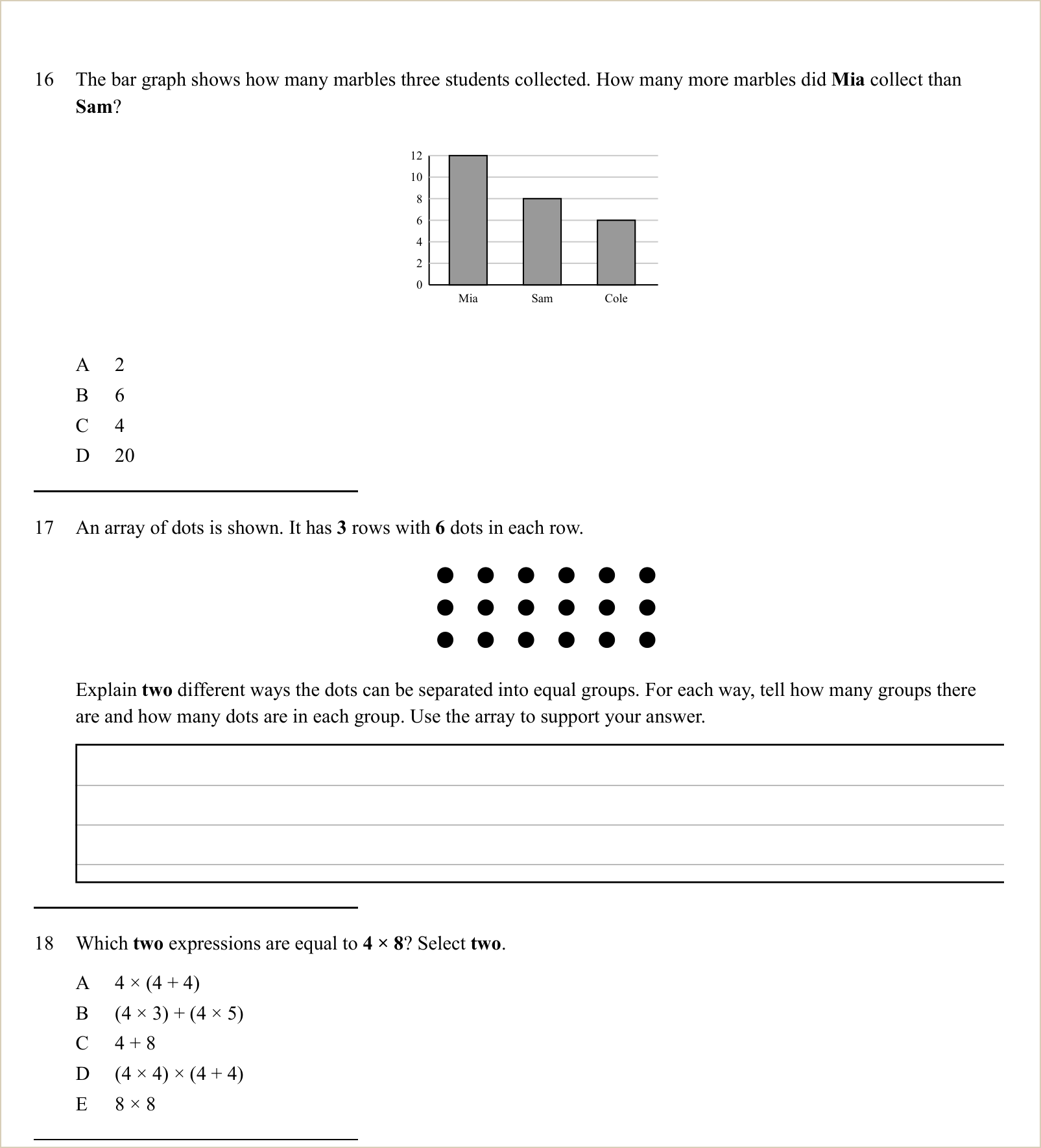 A full question page from Practice Test 1