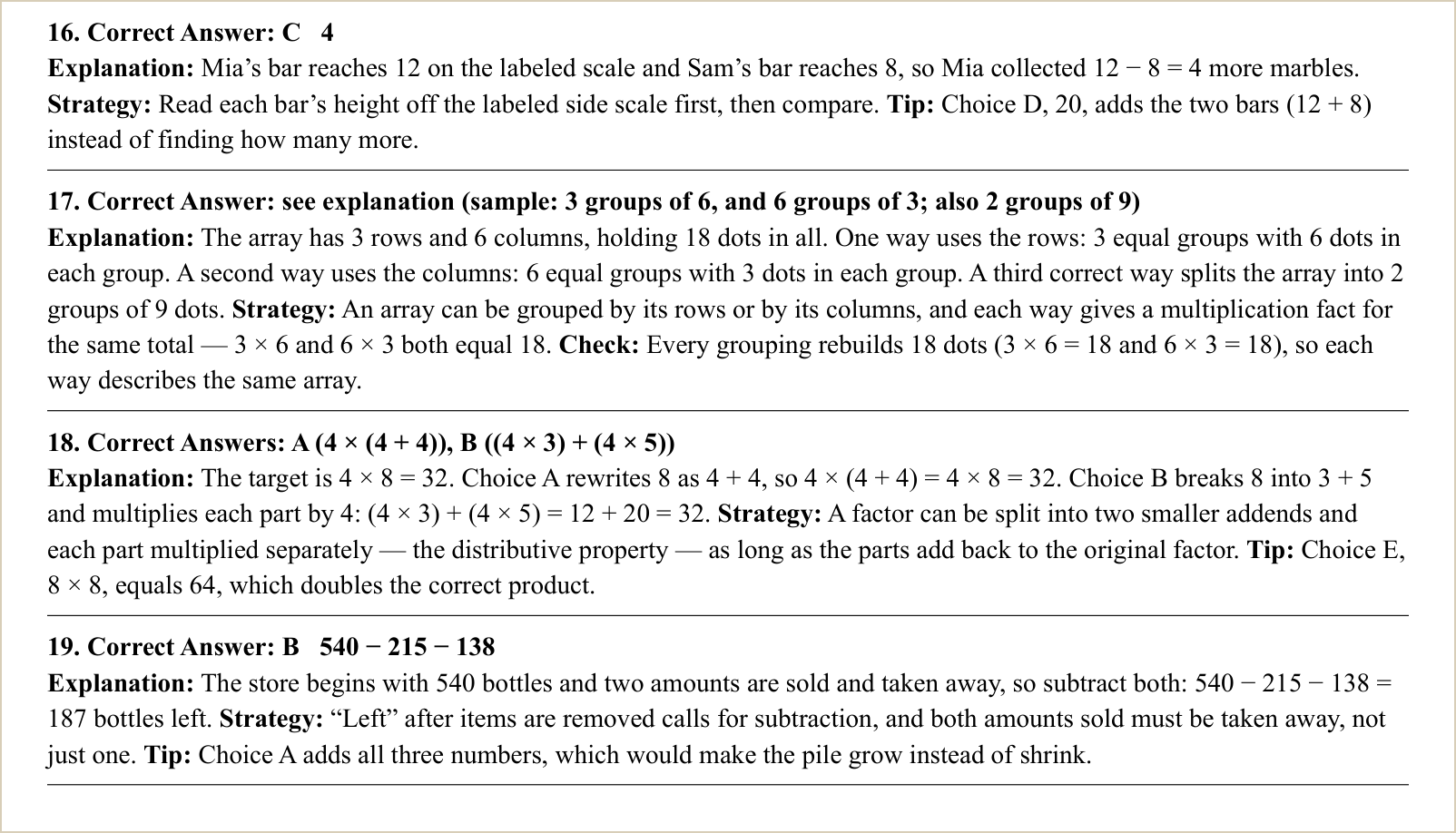 The explanations for those questions
