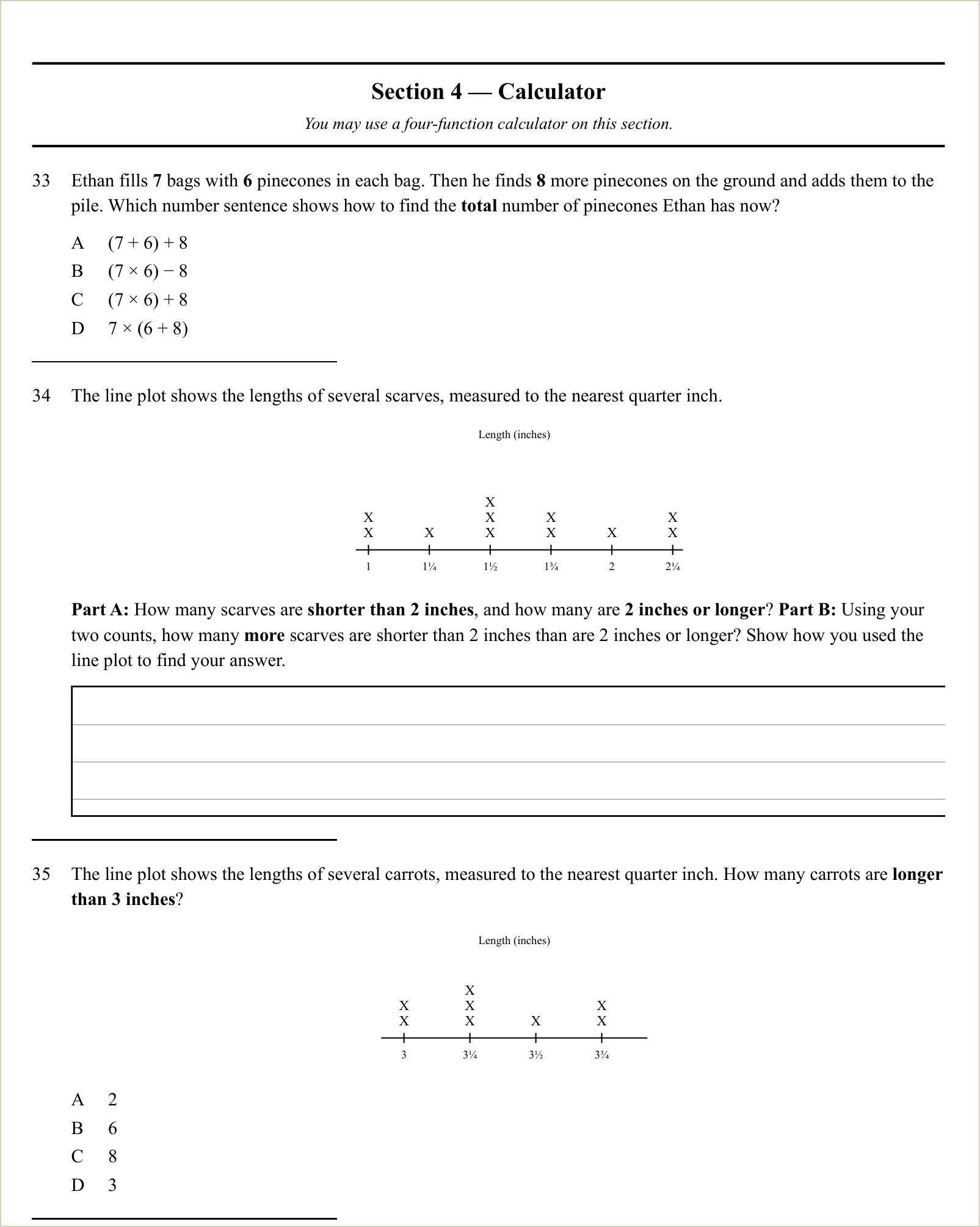 A full question page from a later practice test