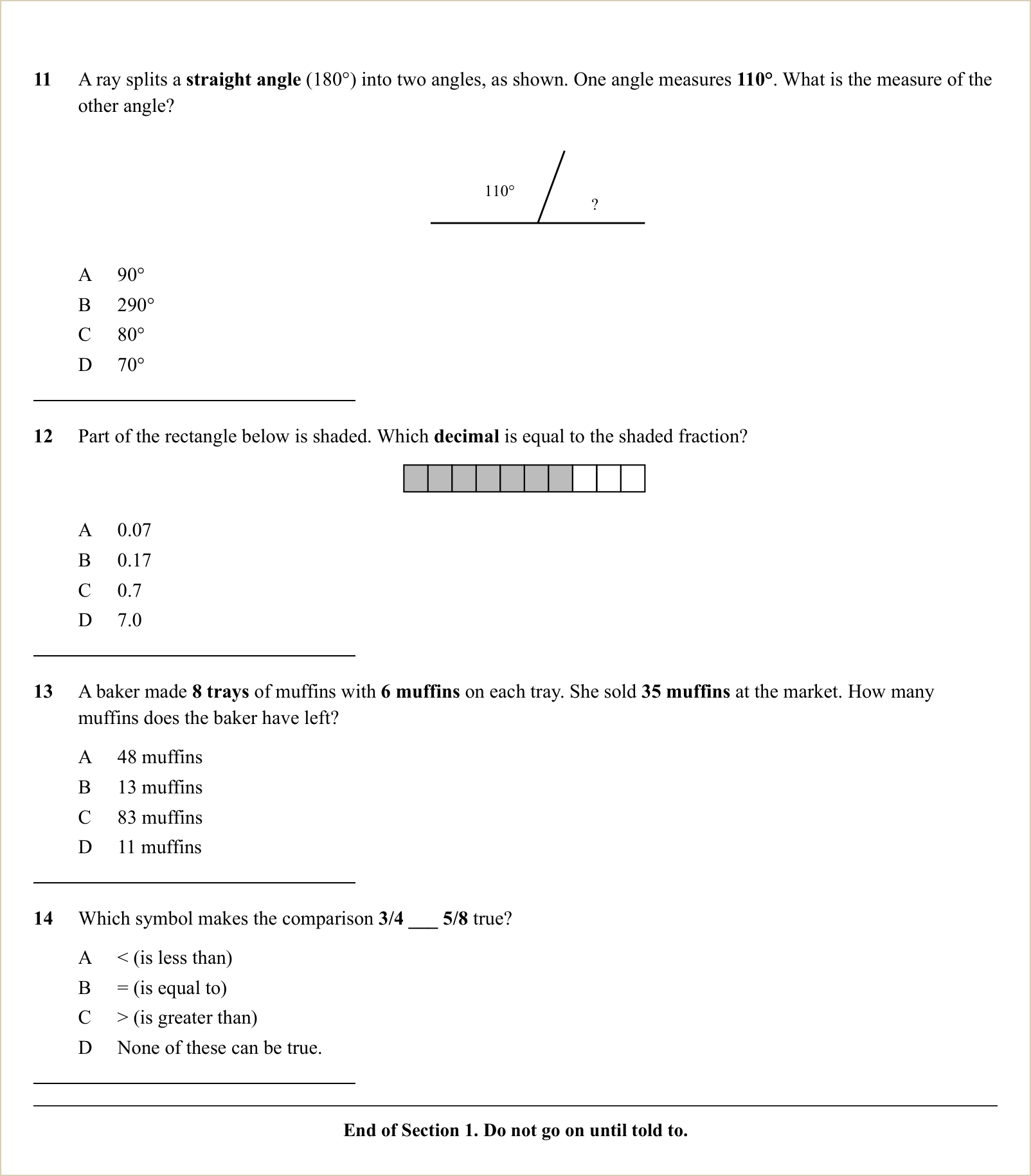 A full question page from Practice Test 1
