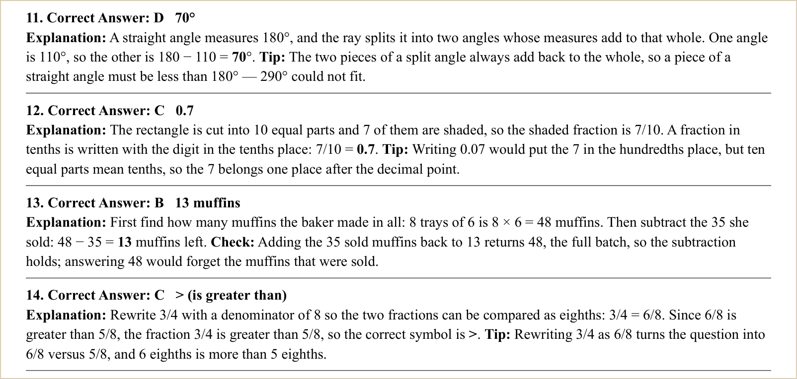 The explanations for those questions